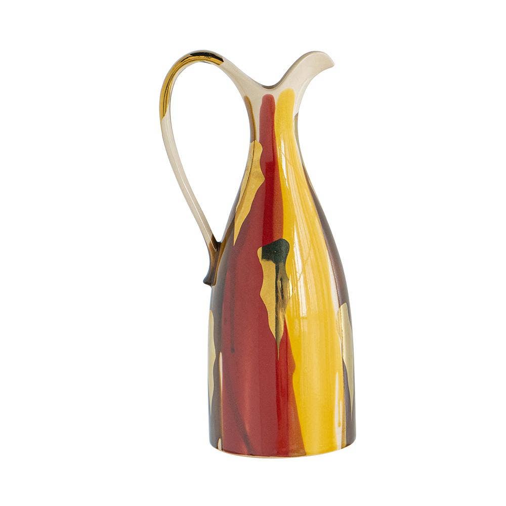 7x6x16.5" Ceramic Pitcher Vase Abstract Multicolored Finish