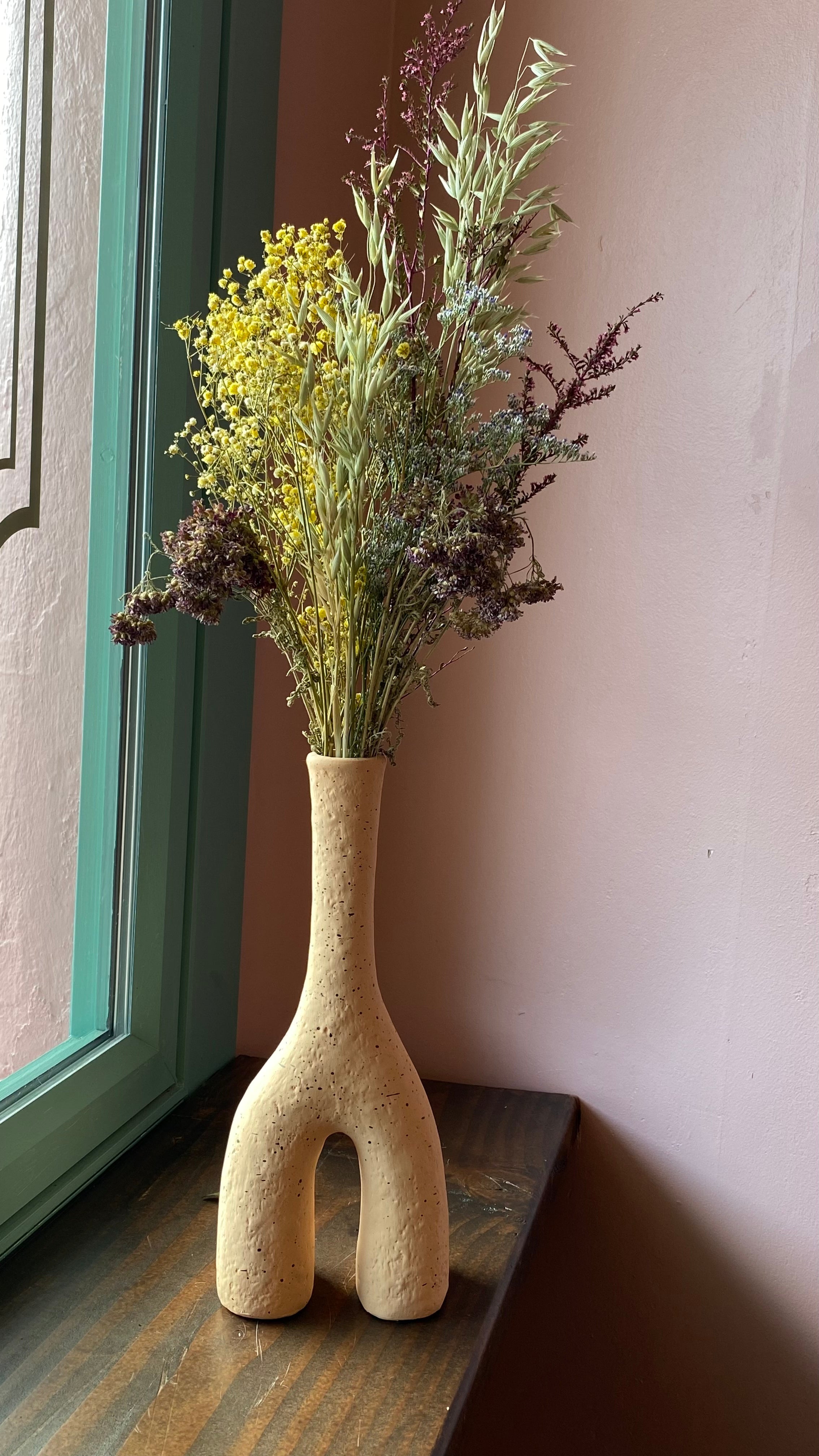 Dried Flowers in Stone Vase
