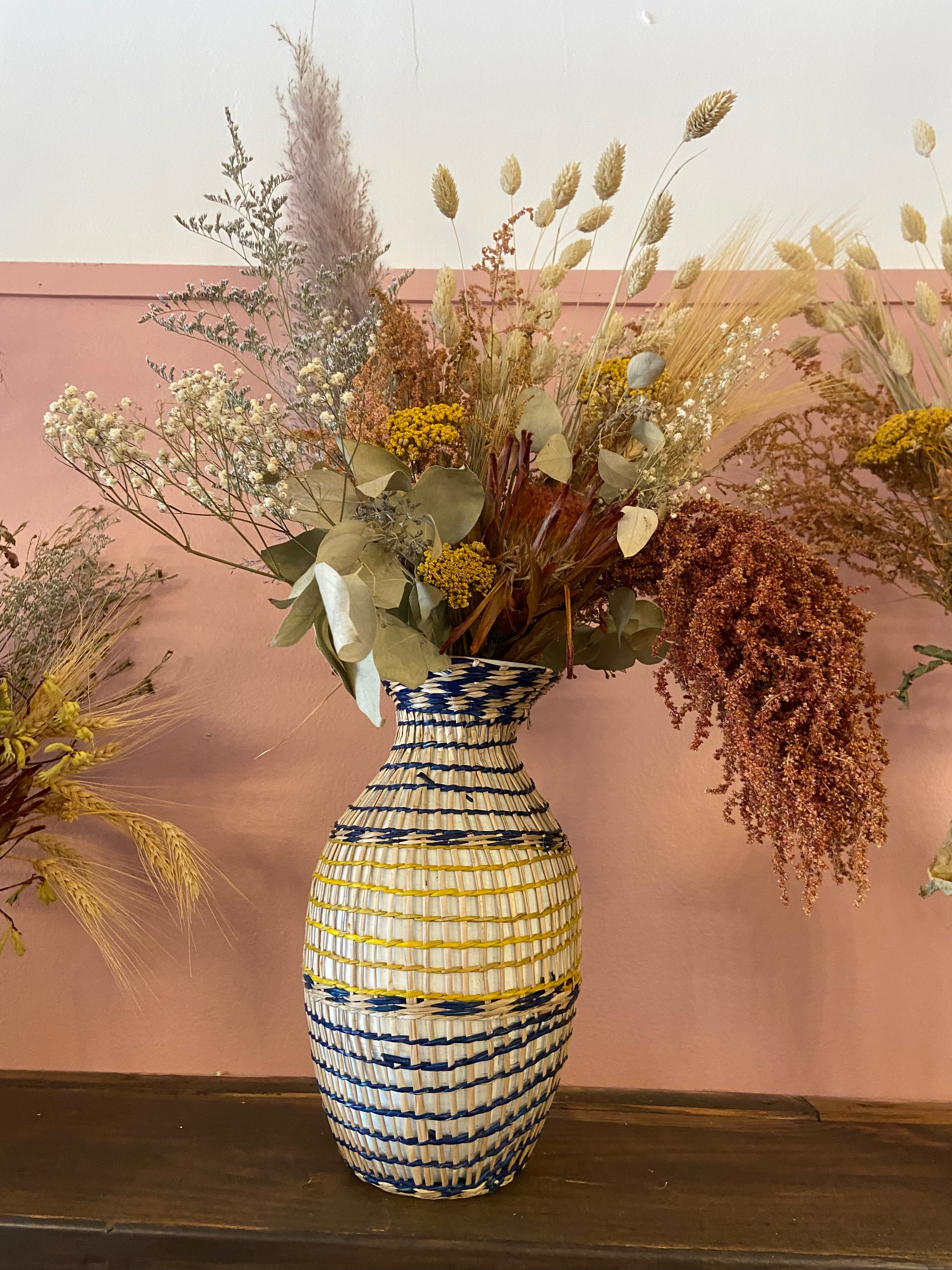 Dried Flowers in Woven Vase