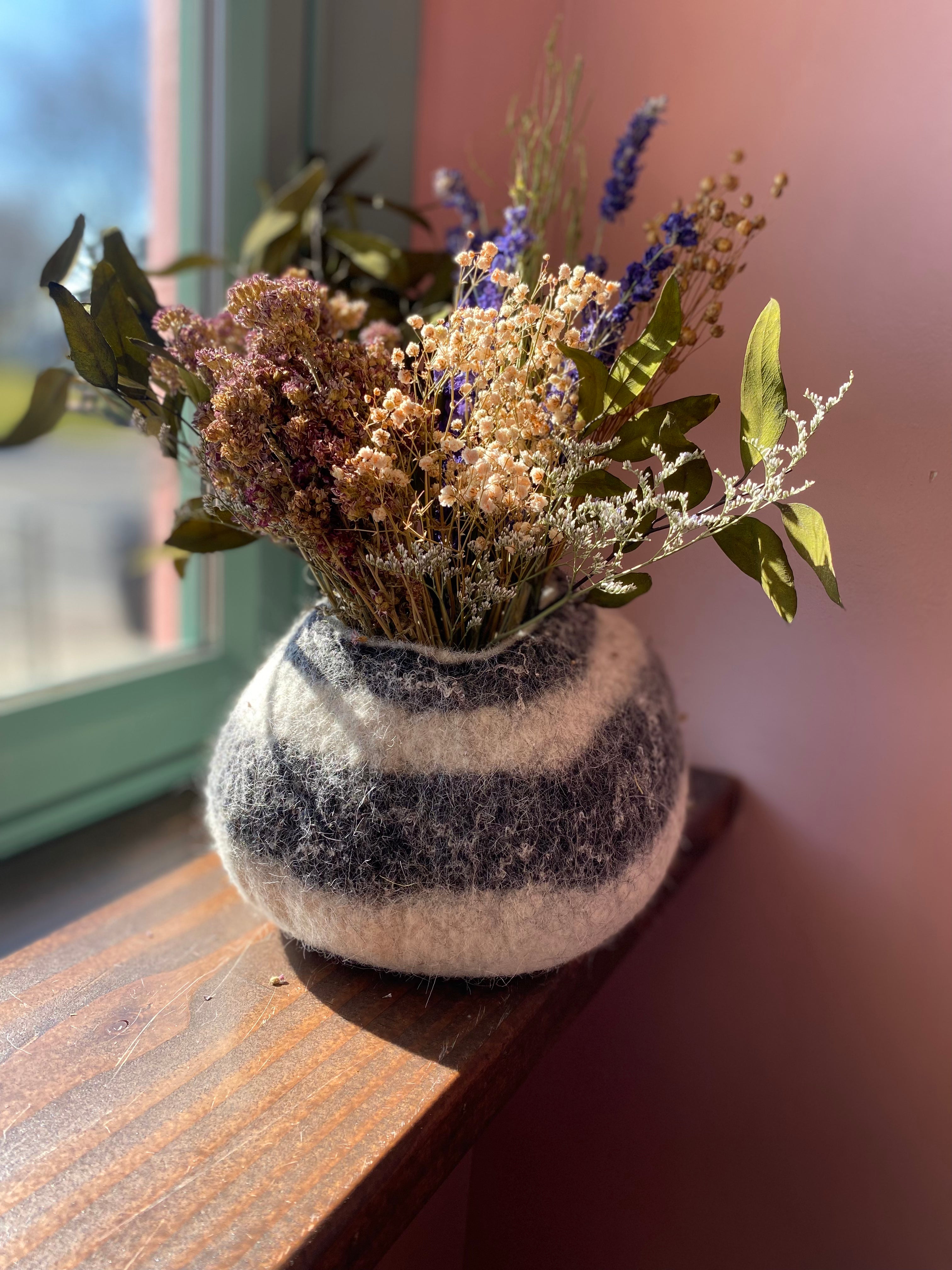 Dried Flowers in Fabric Vase