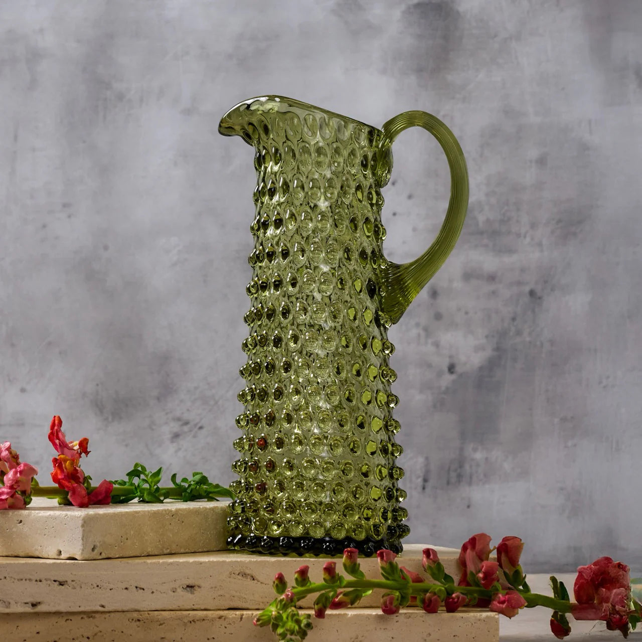 Hobnail Jug - Tall - Moss Green