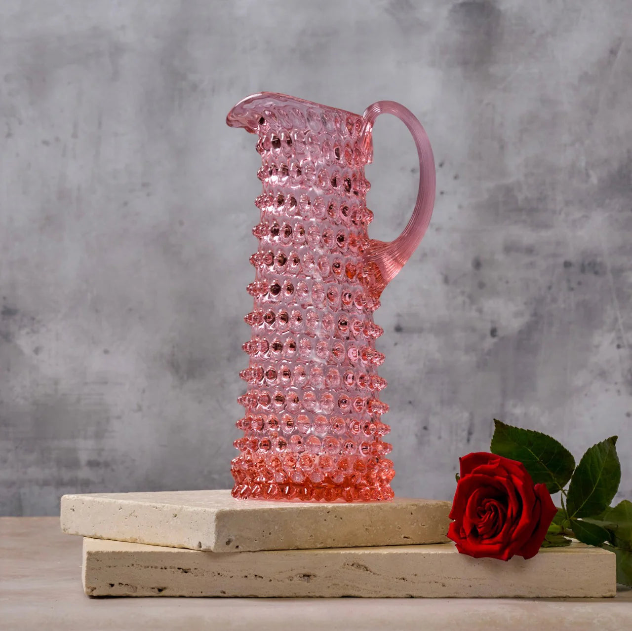 Hobnail Jug - Tall - Petal Pink