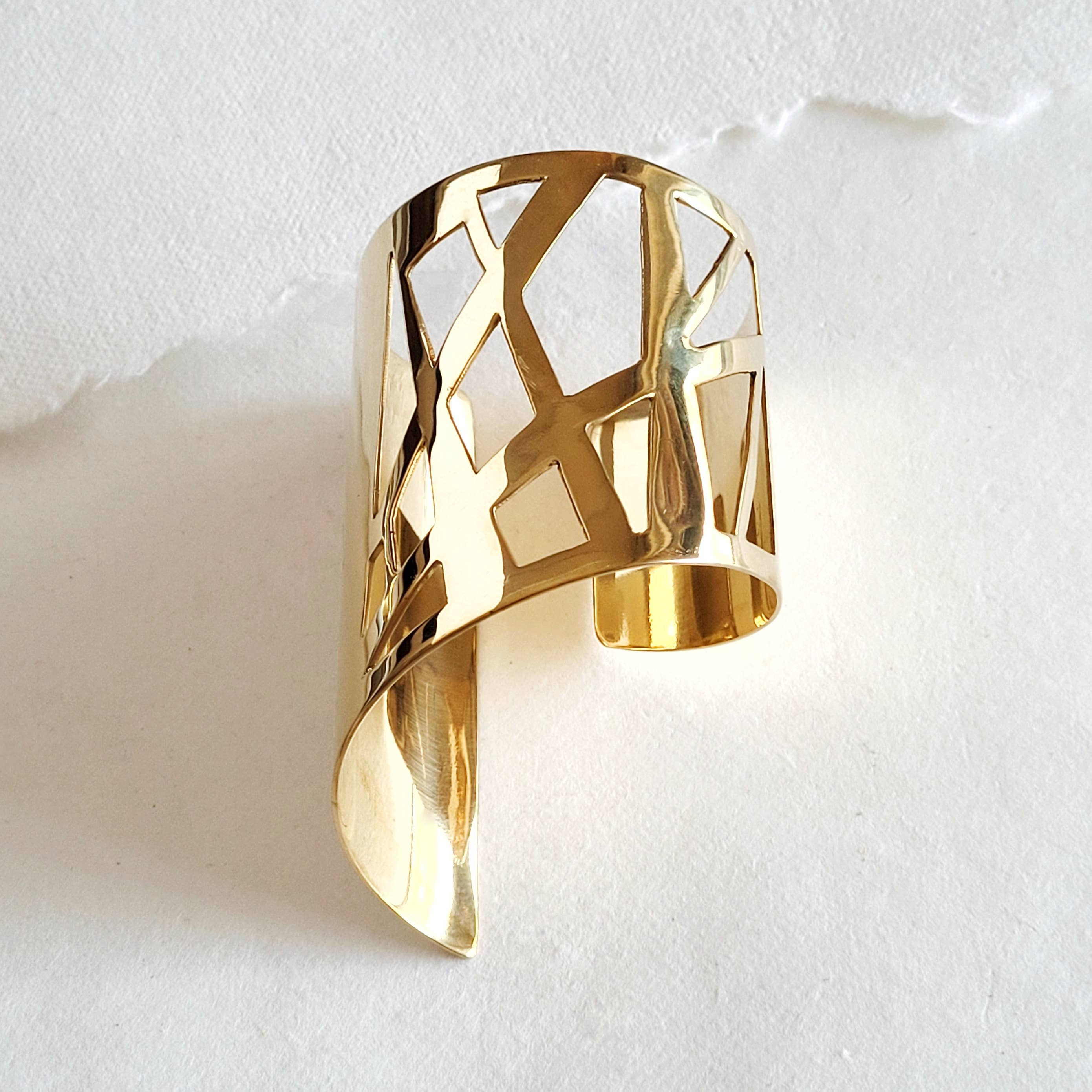 Brass Geometric cliff Cuff bracelet