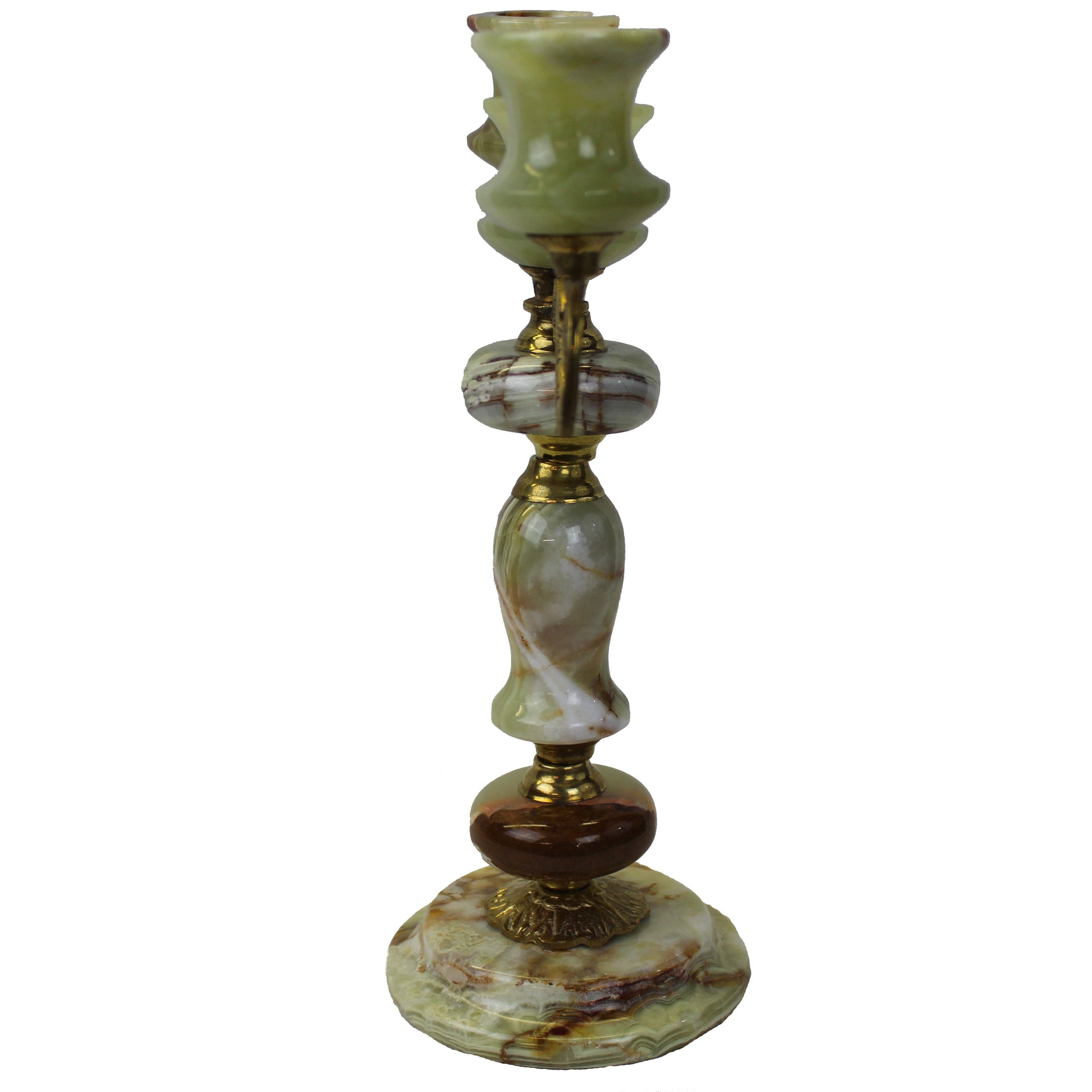 Multicolored Handcrafted 8" Onyx Triple Candle Holder