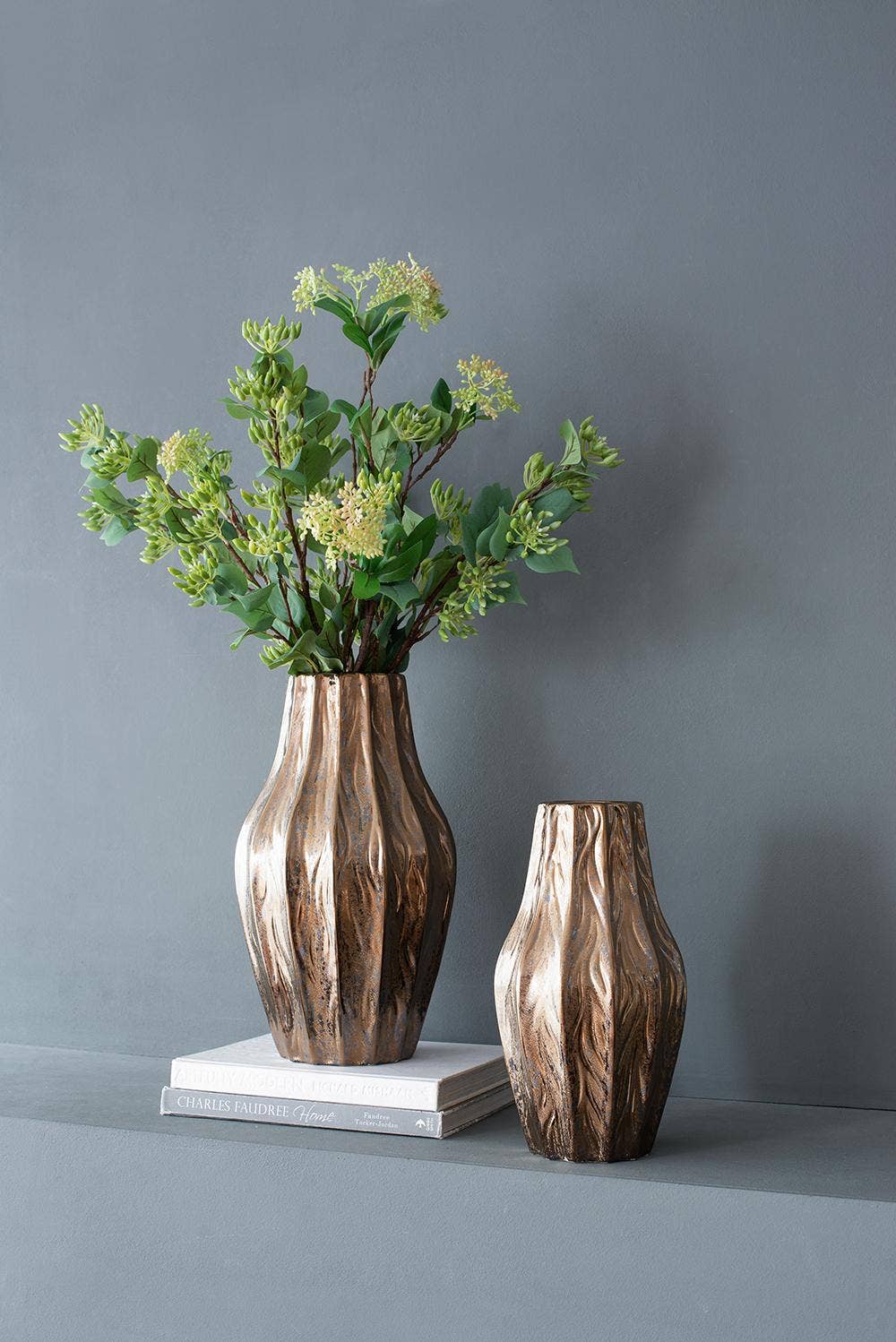 D7x13" Spitzer Short Metallic Glaze Ceramic Vase - Bronze