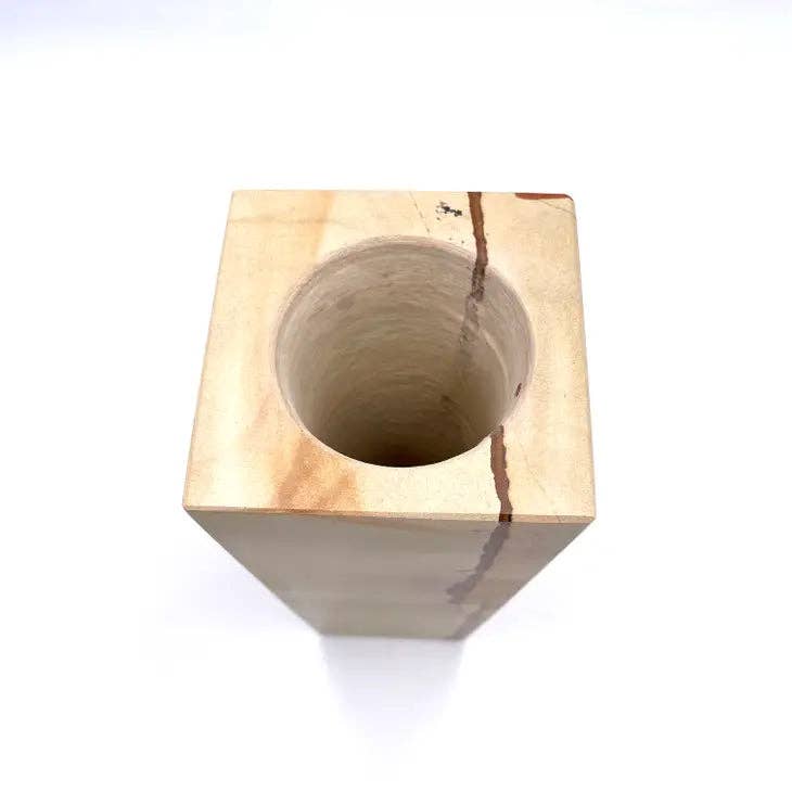 8" Square Vase in marble and onyx: Black Zebra Marble