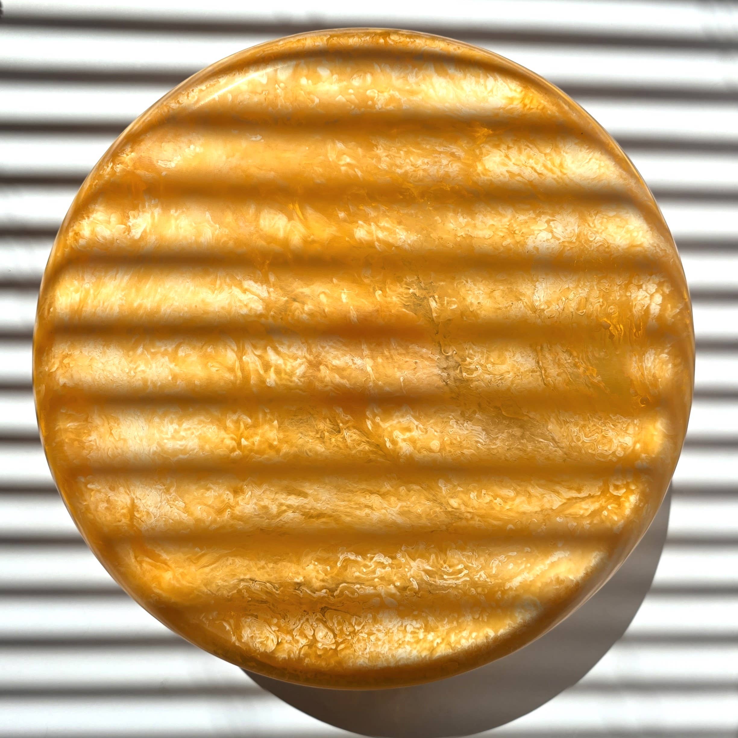 Orange Hand Poured Resin Cake Stand - Blue Base