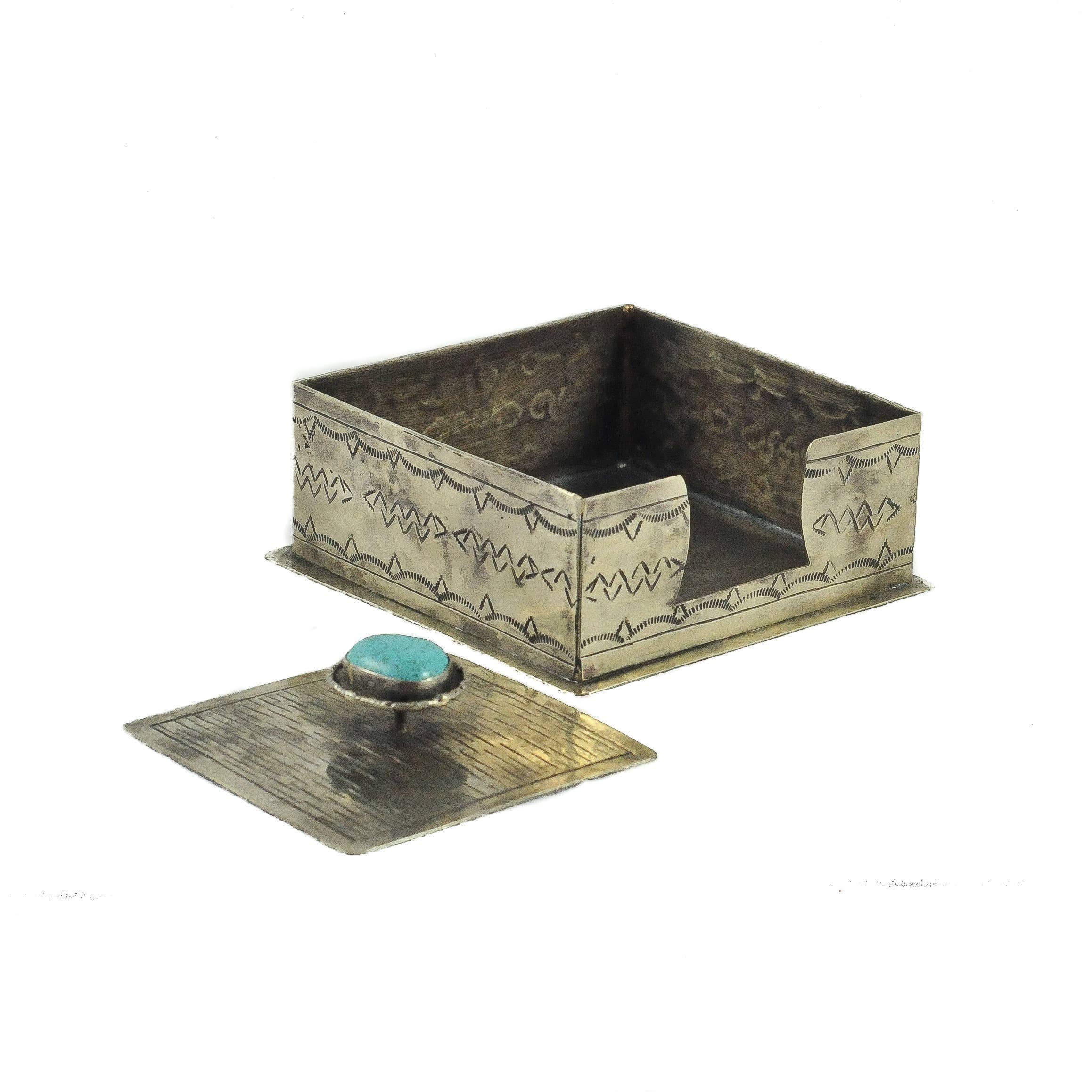 COCKTAIL NAPKIN HOLDER W/ LID/TURQ