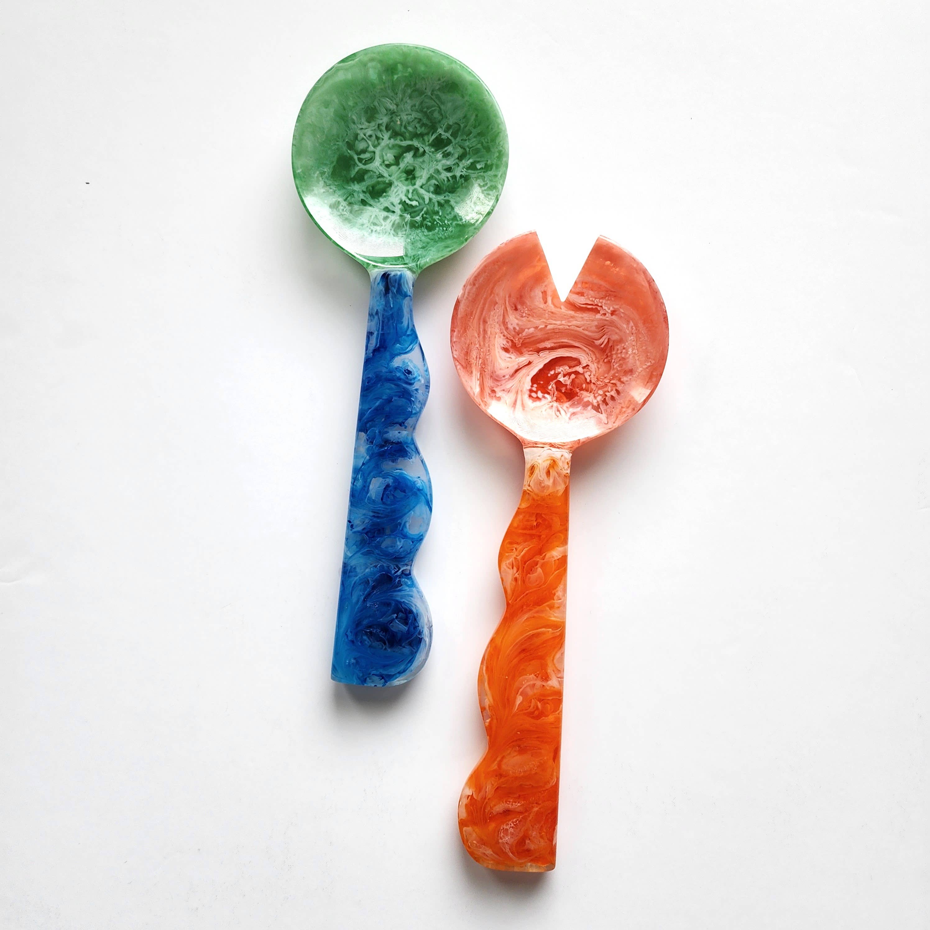 4 Colors, Hand Poured Resin Salad Serving Set - Serving Set