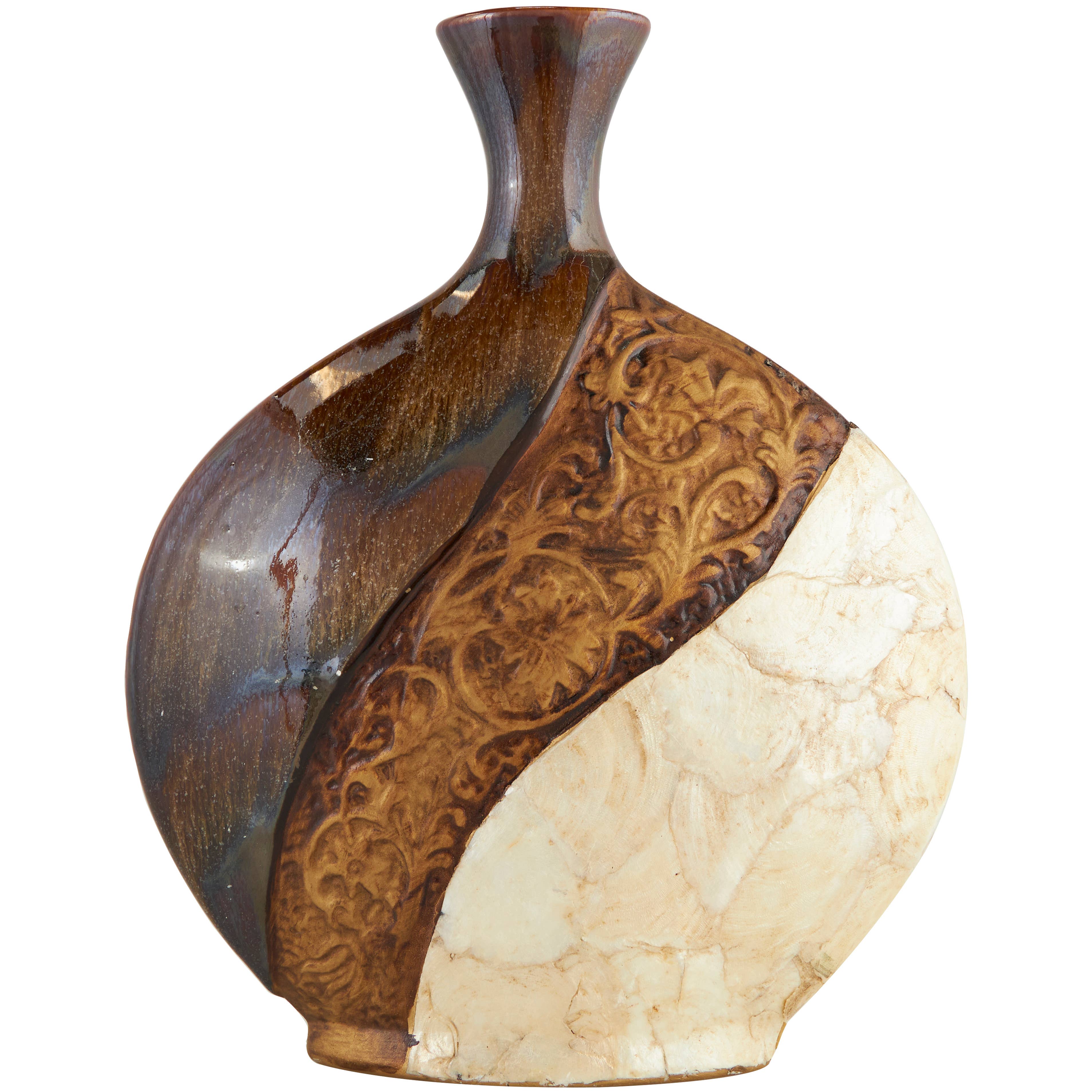 Traditional Brown Ceramic Vase'