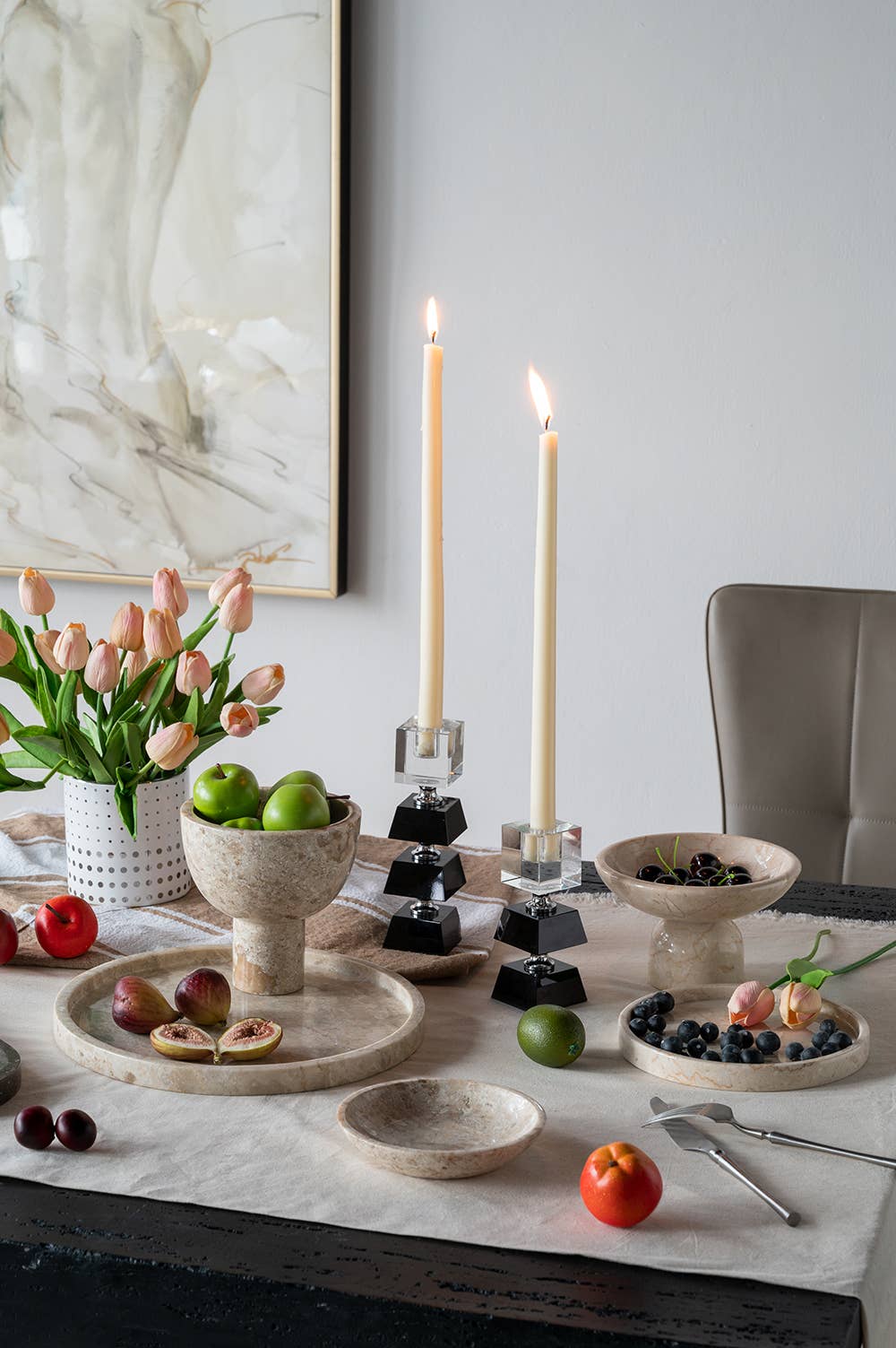 7x7x4" Marble Elegance Pedestal Bowl