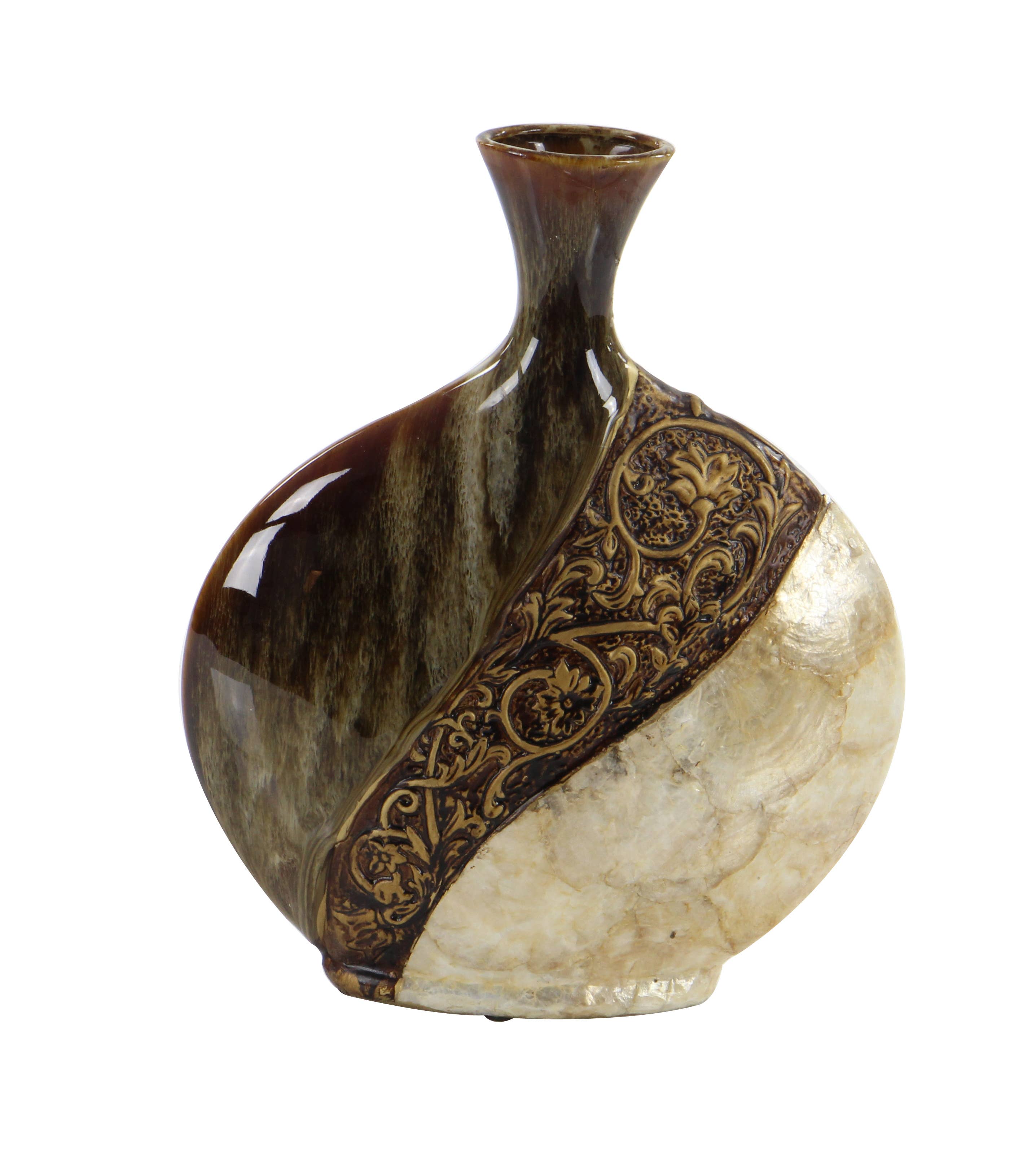 Traditional Brown Ceramic Vase'