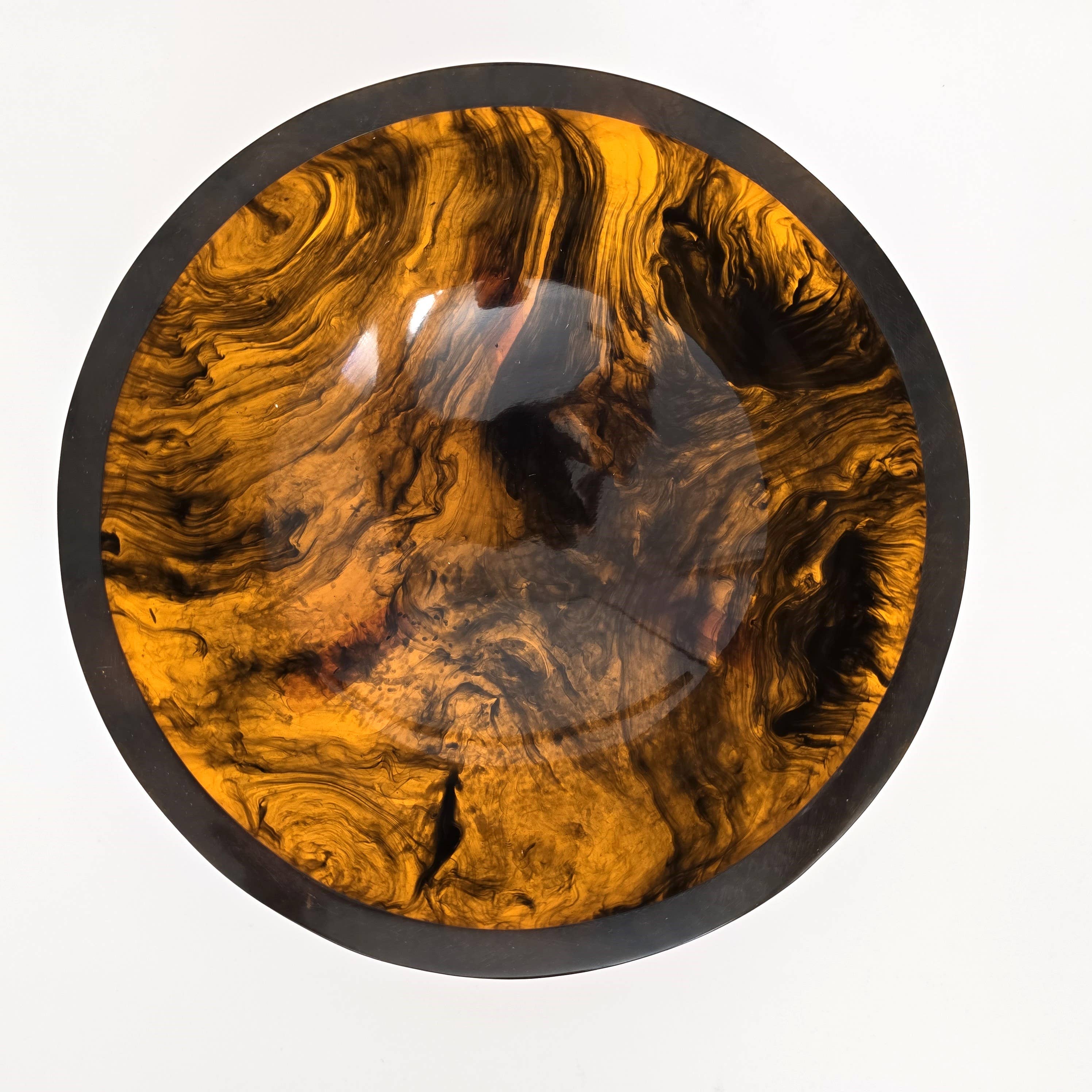 Hand Poured Resin Salad Serving Bowl - Gorgeous Orange Legs