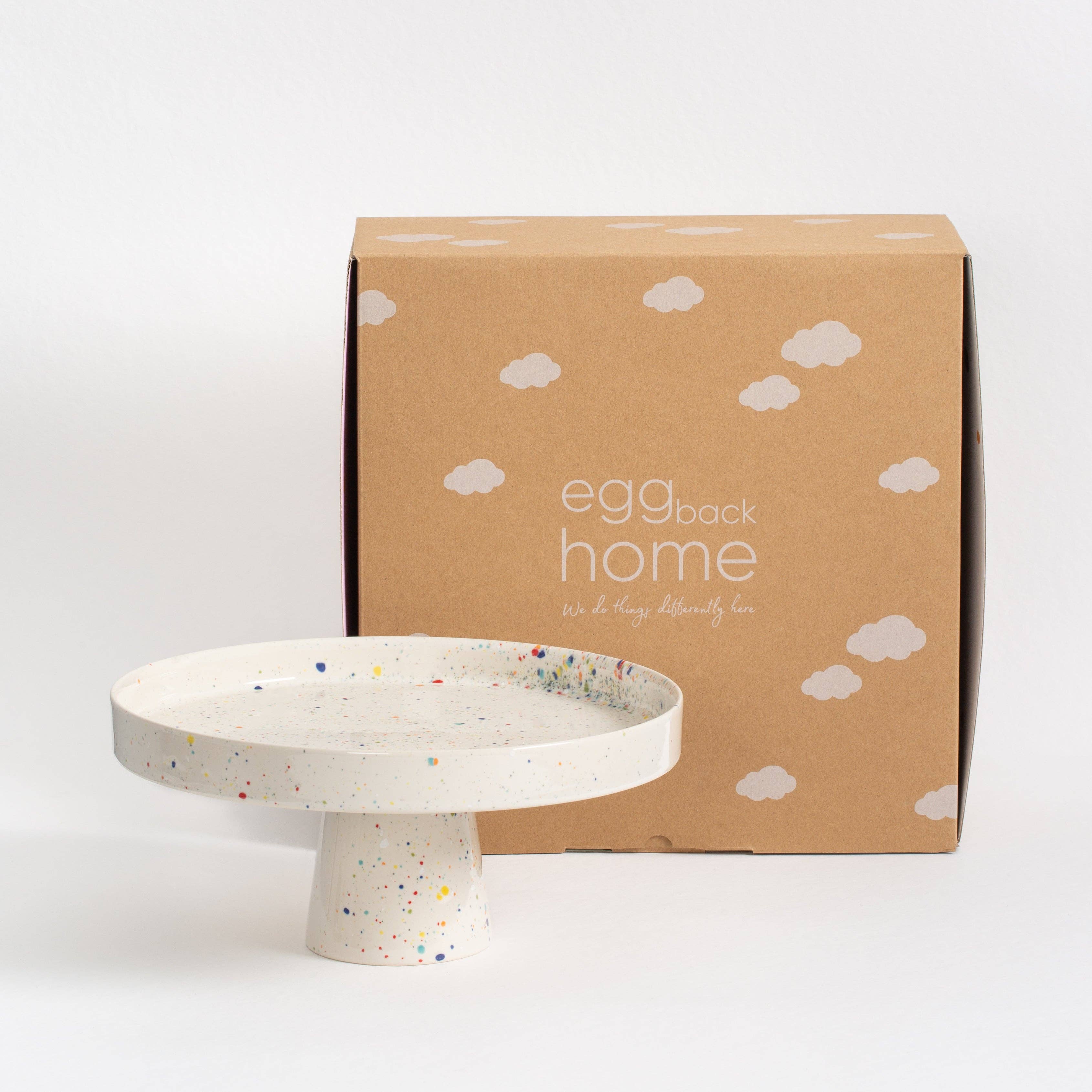 White Cake Stand 11" stoneware ceramic