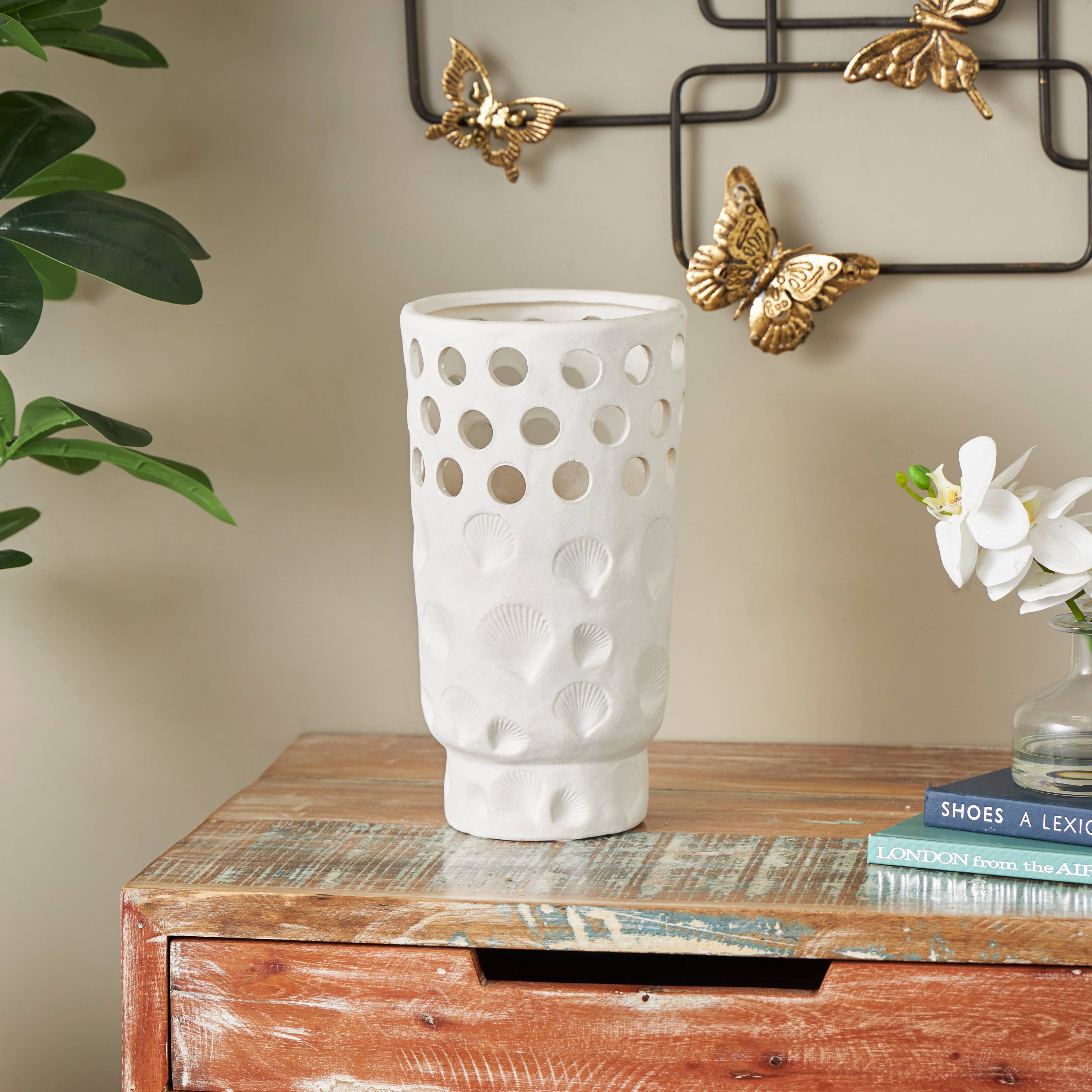 Coastal White Ceramic Vase