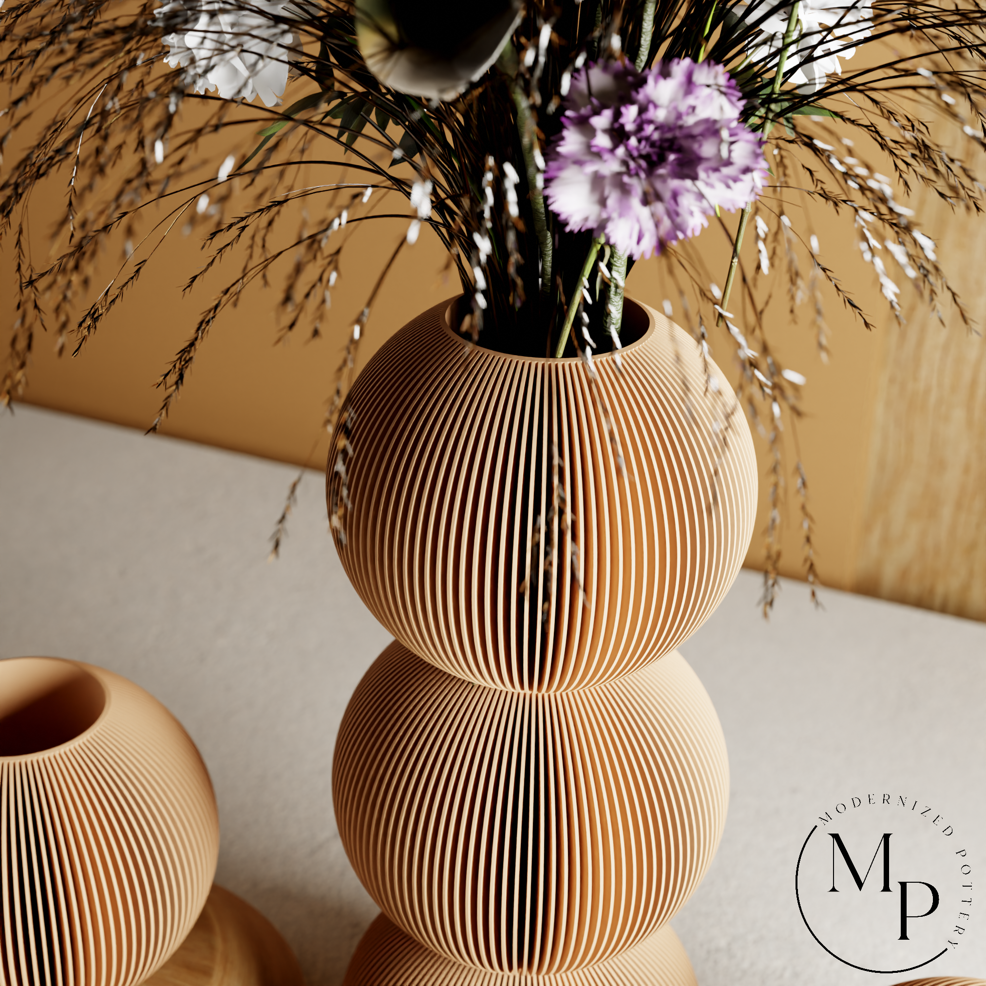 BUBBLE Vase | PREMIUM | 8 Colors | For Dried & Fresh Flowers: Terracotta / Triple / With Insert