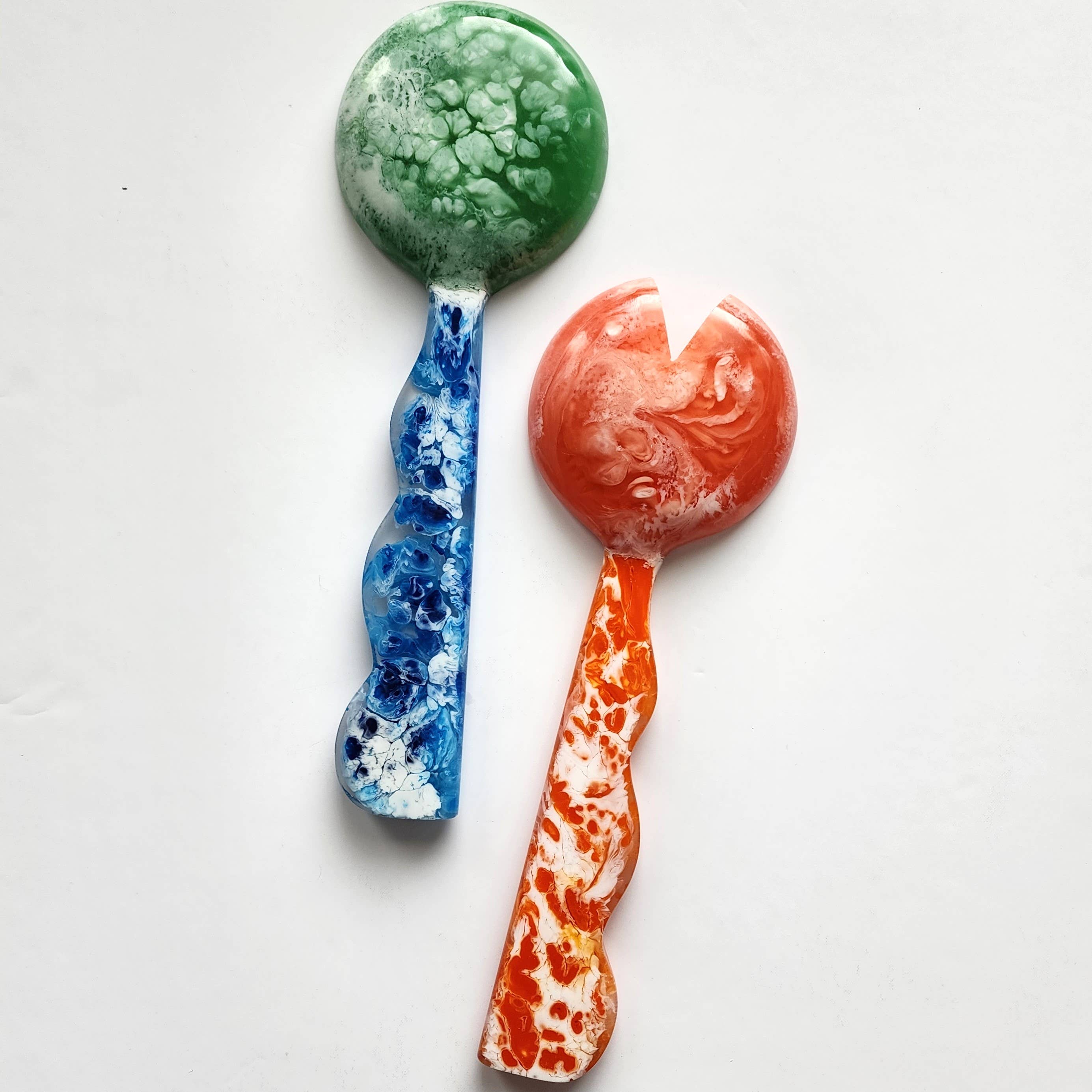4 Colors, Hand Poured Resin Salad Serving Set - Serving Set