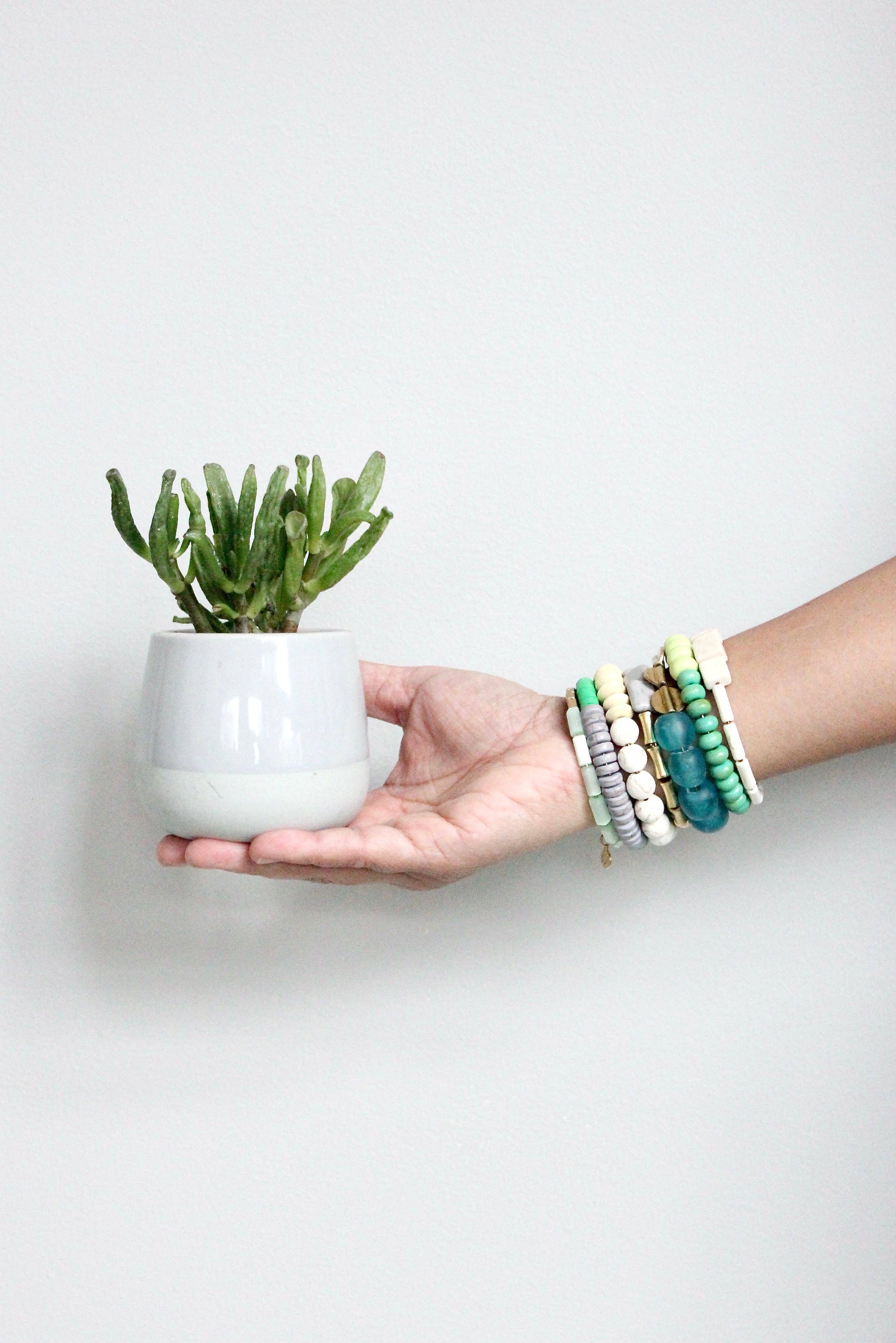 GNDB05 aqua, green, gray, and white wrap bracelet