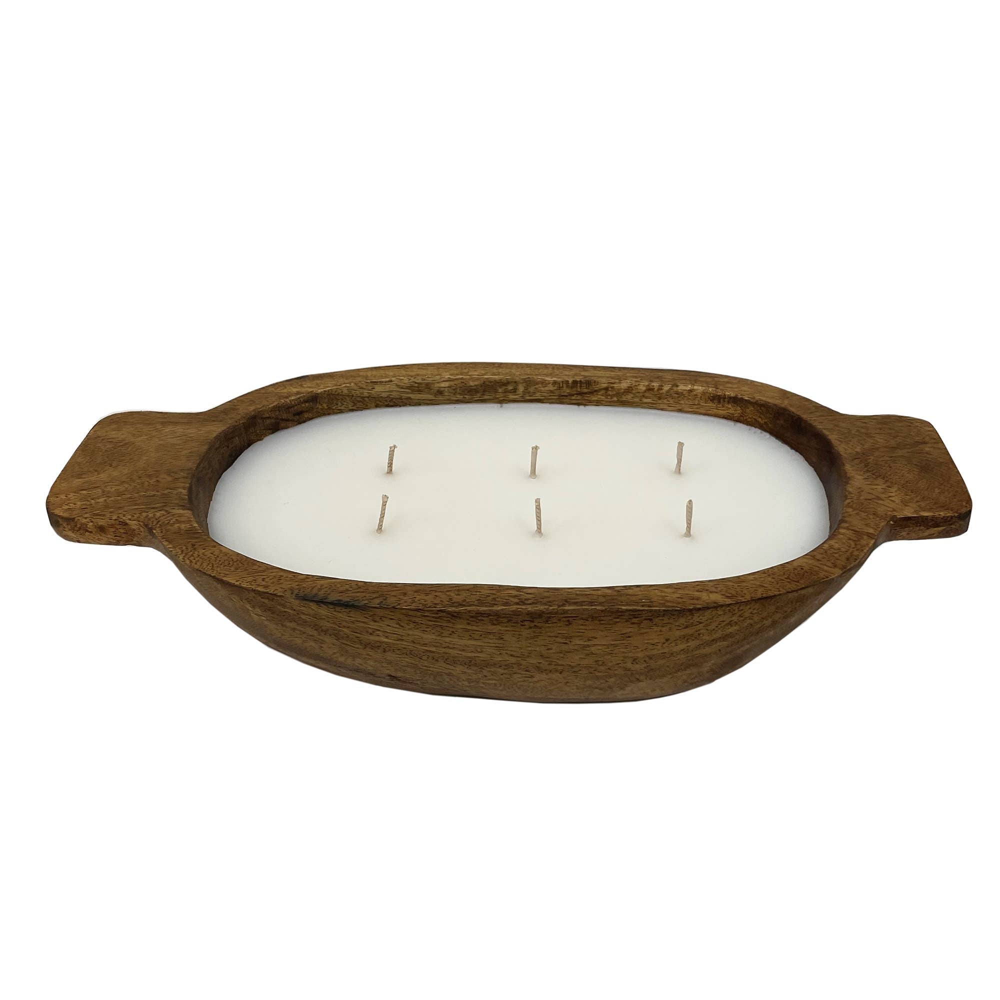 Mango Wood Small Oval Candle with Handles