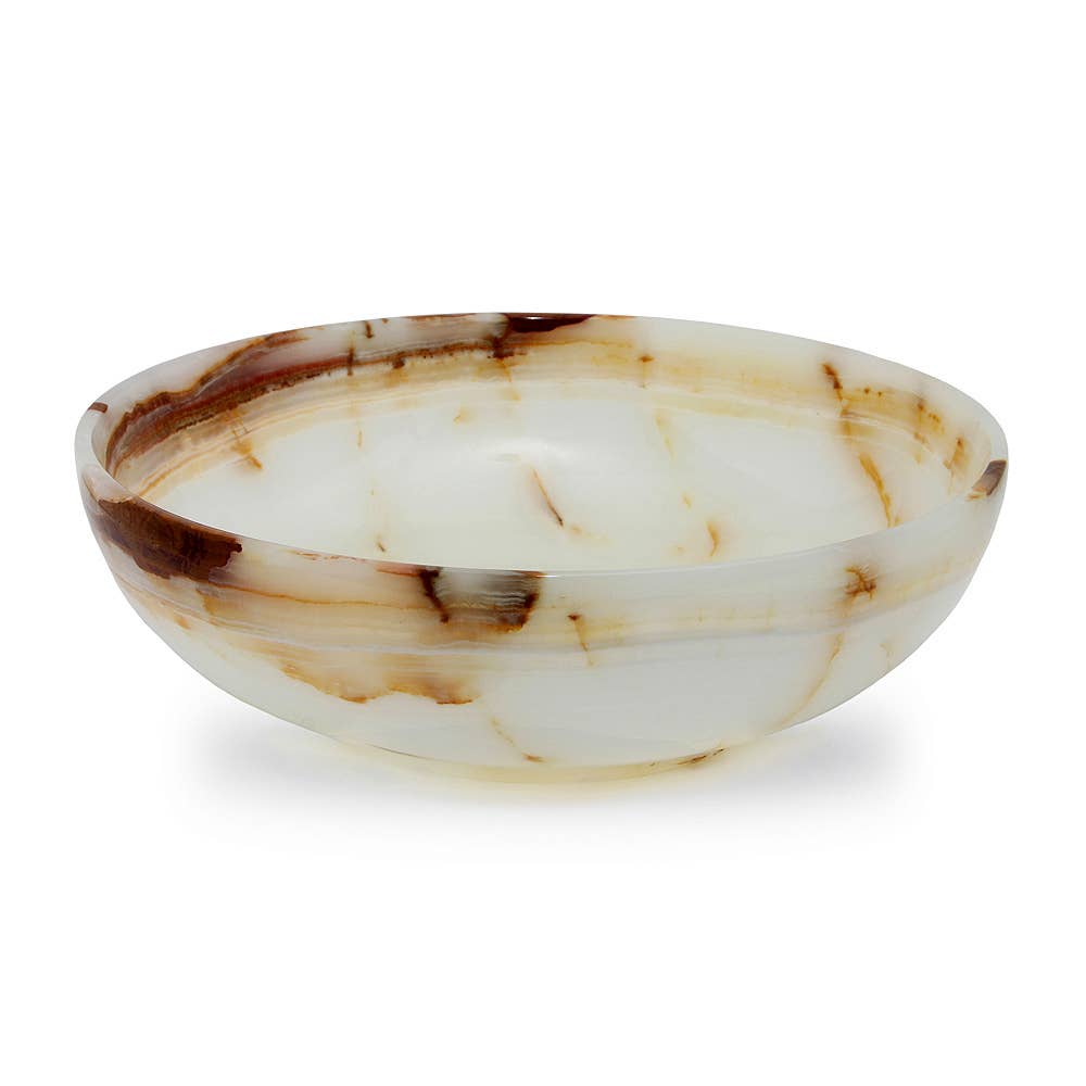 12" Laurus Collection Light Green Onyx Decorative Bowl