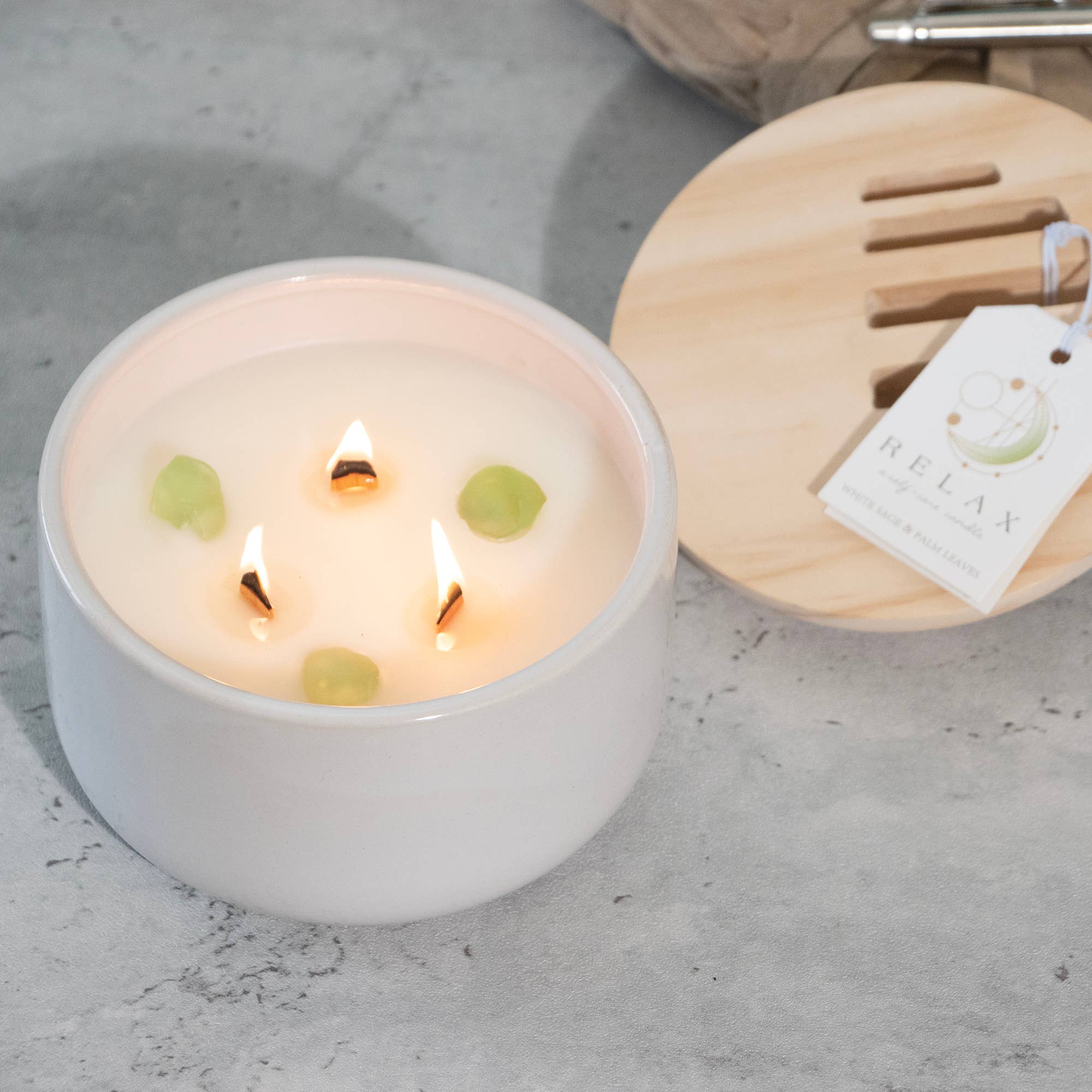 RELAX: White Sage & Palm Leaves Candle