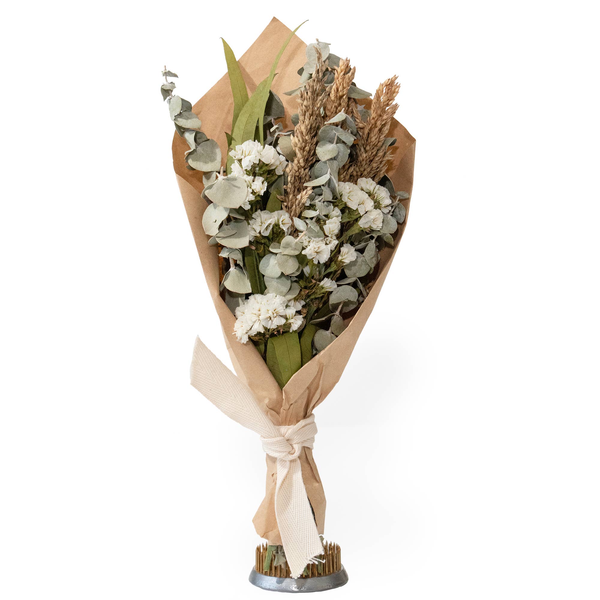 Petite Floral and Eucalyptus 12" Bouquet: White Floral