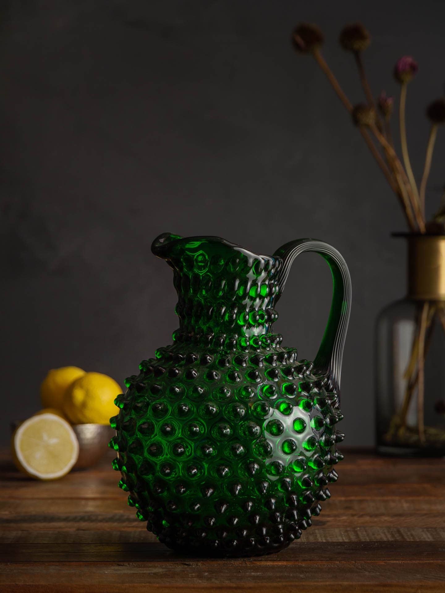 Green hobnail pitcher 2L