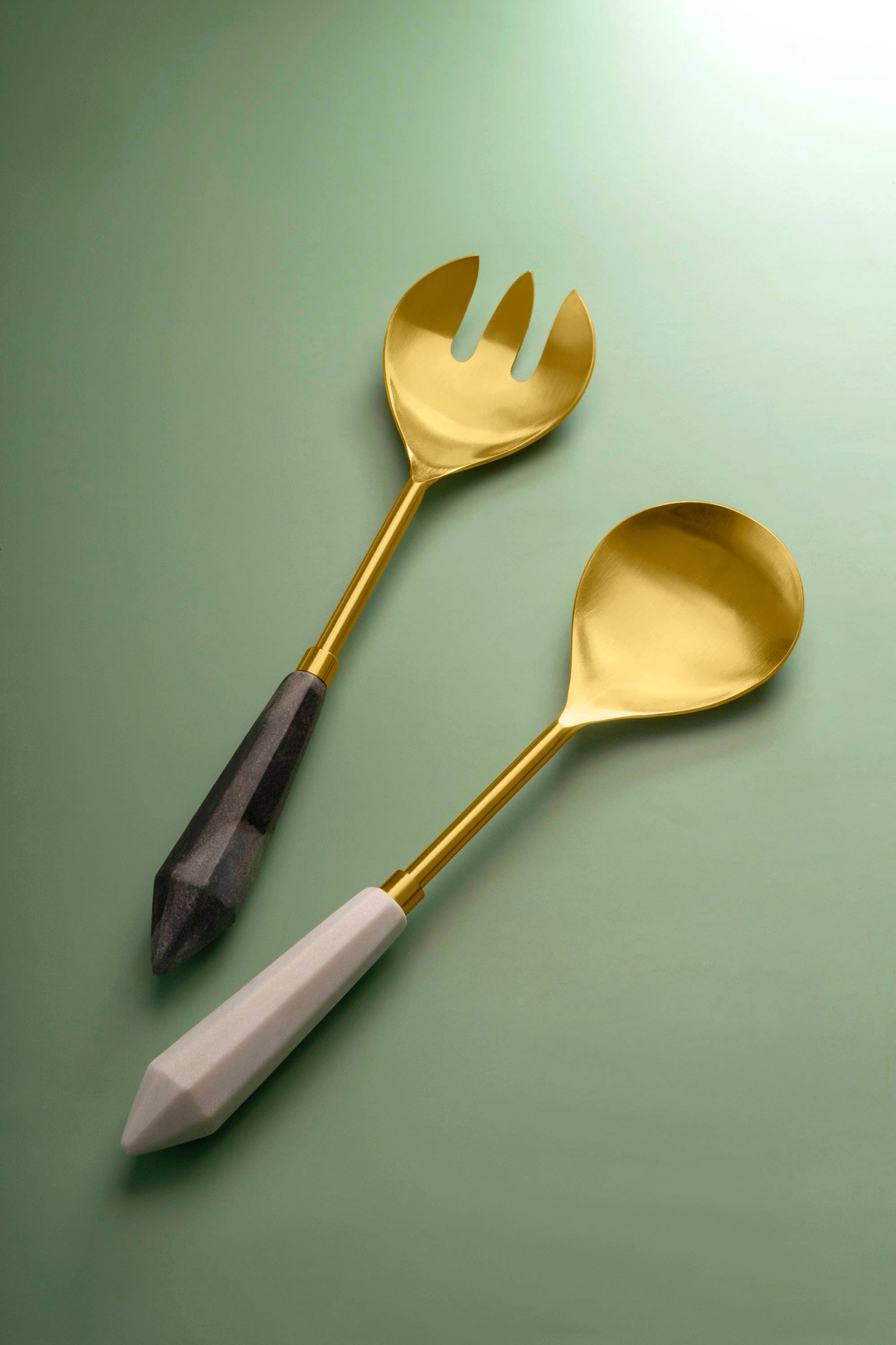 Araliya Marble & Gold Salad Servers, Set of 2