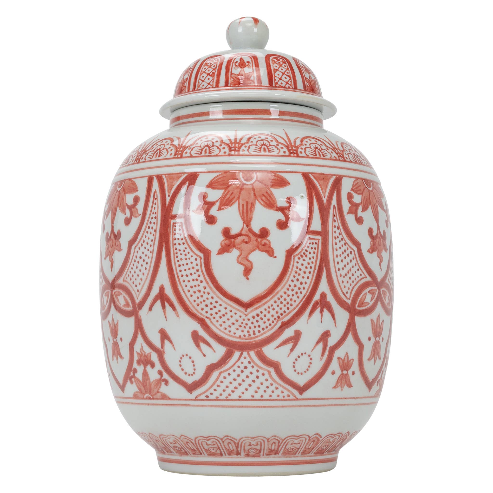 Cinnimon Red and White Ceramic Egg Urn, 13h"