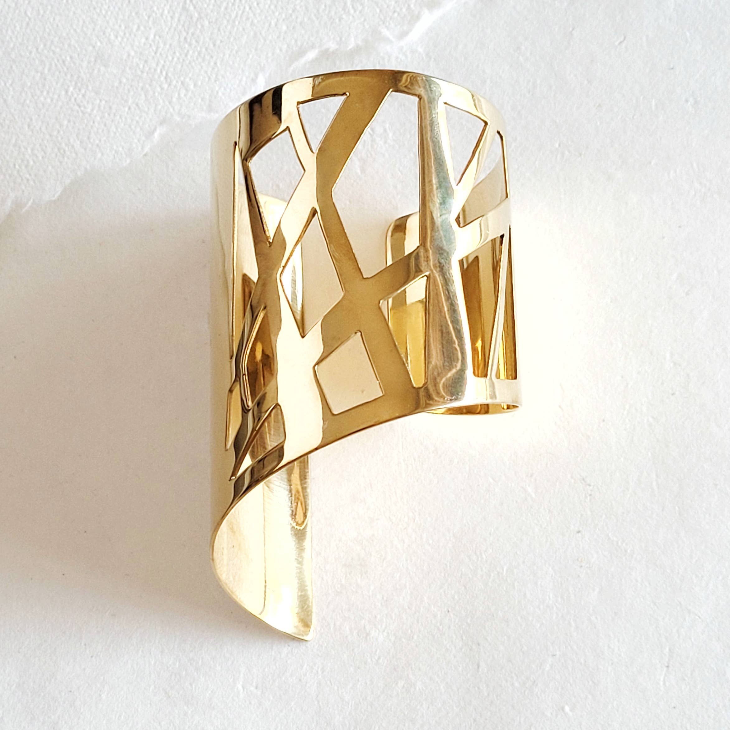 Brass Geometric cliff Cuff bracelet