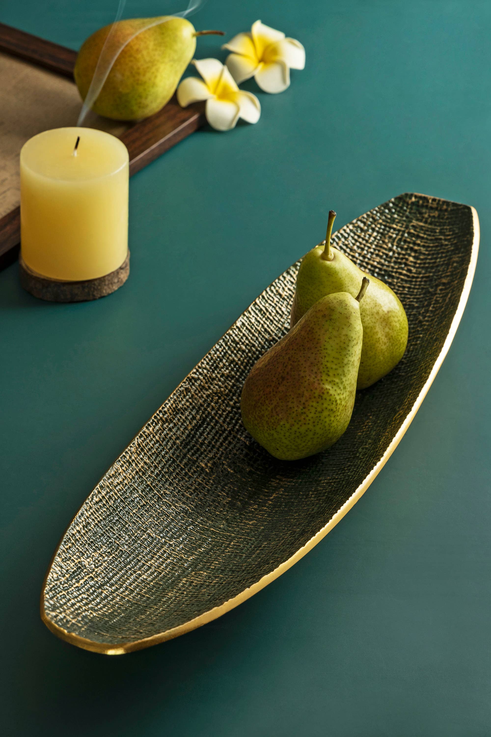 Lugo Green Gold Decorative Platter 19"