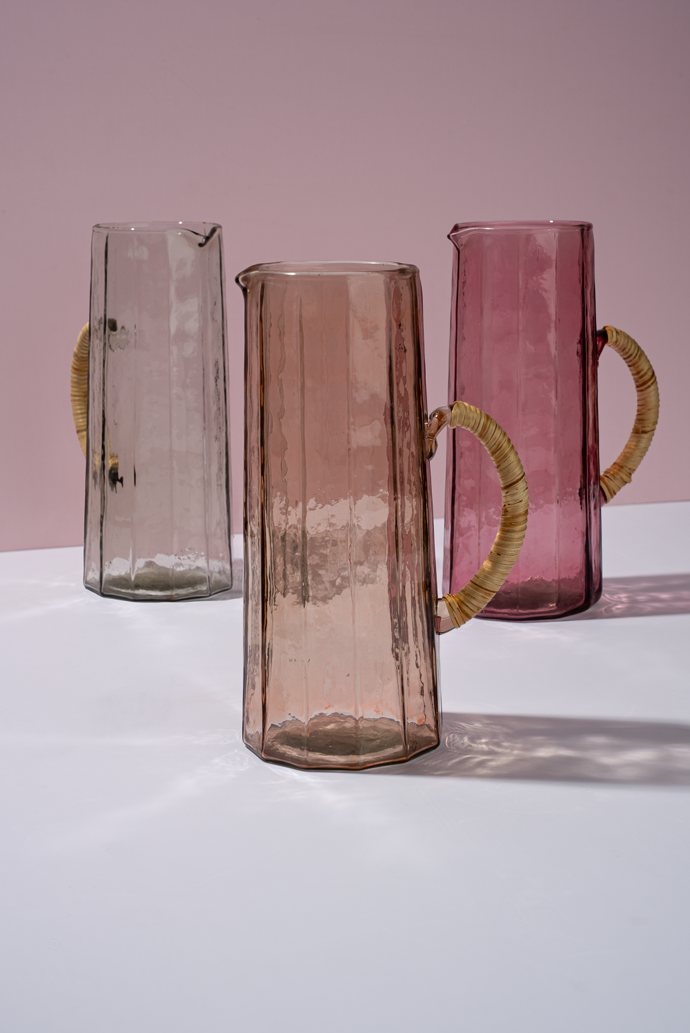 Hammered water pitcher, Pink -6.25 x 9.5 Inches