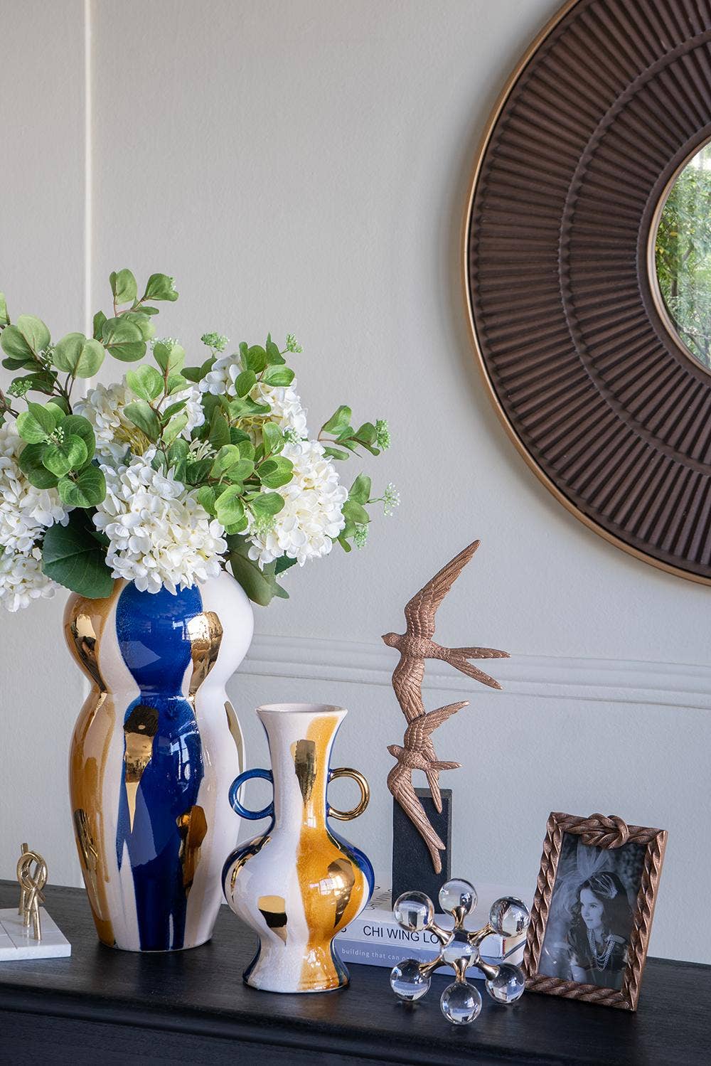 D6x10.5" Round Ceramic Vase Abstract Multicolored Finish