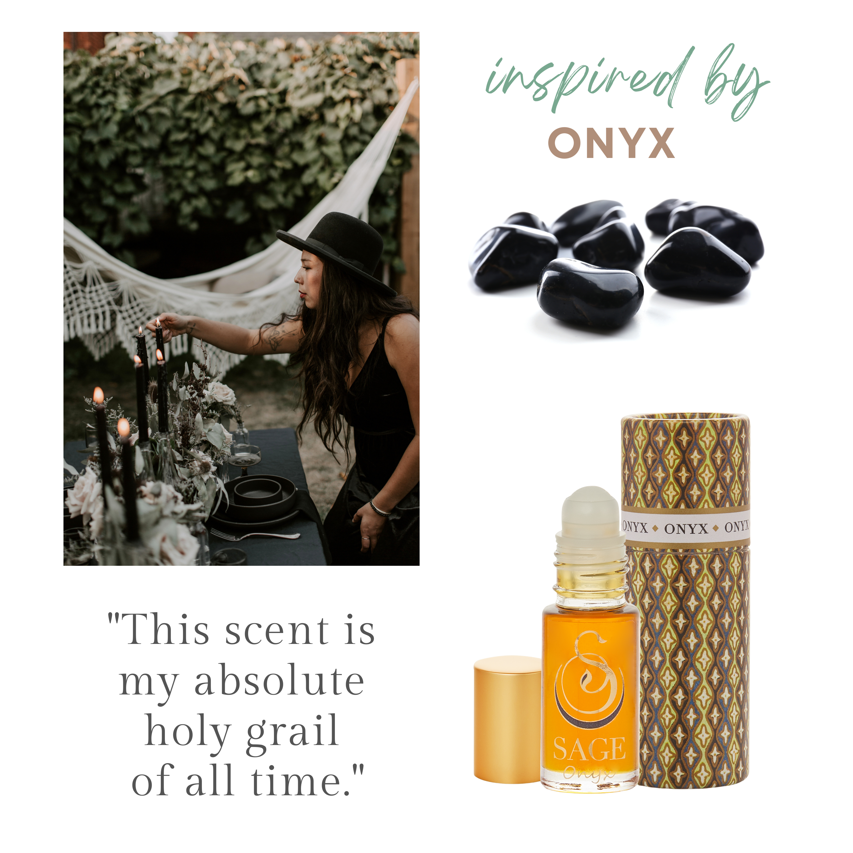 Onyx Gemstone Perfume Oil Concentrate Roll-On- 1/8 oz: Onyx Gemstone Perfume Oil  - 1/8 oz Roll-On