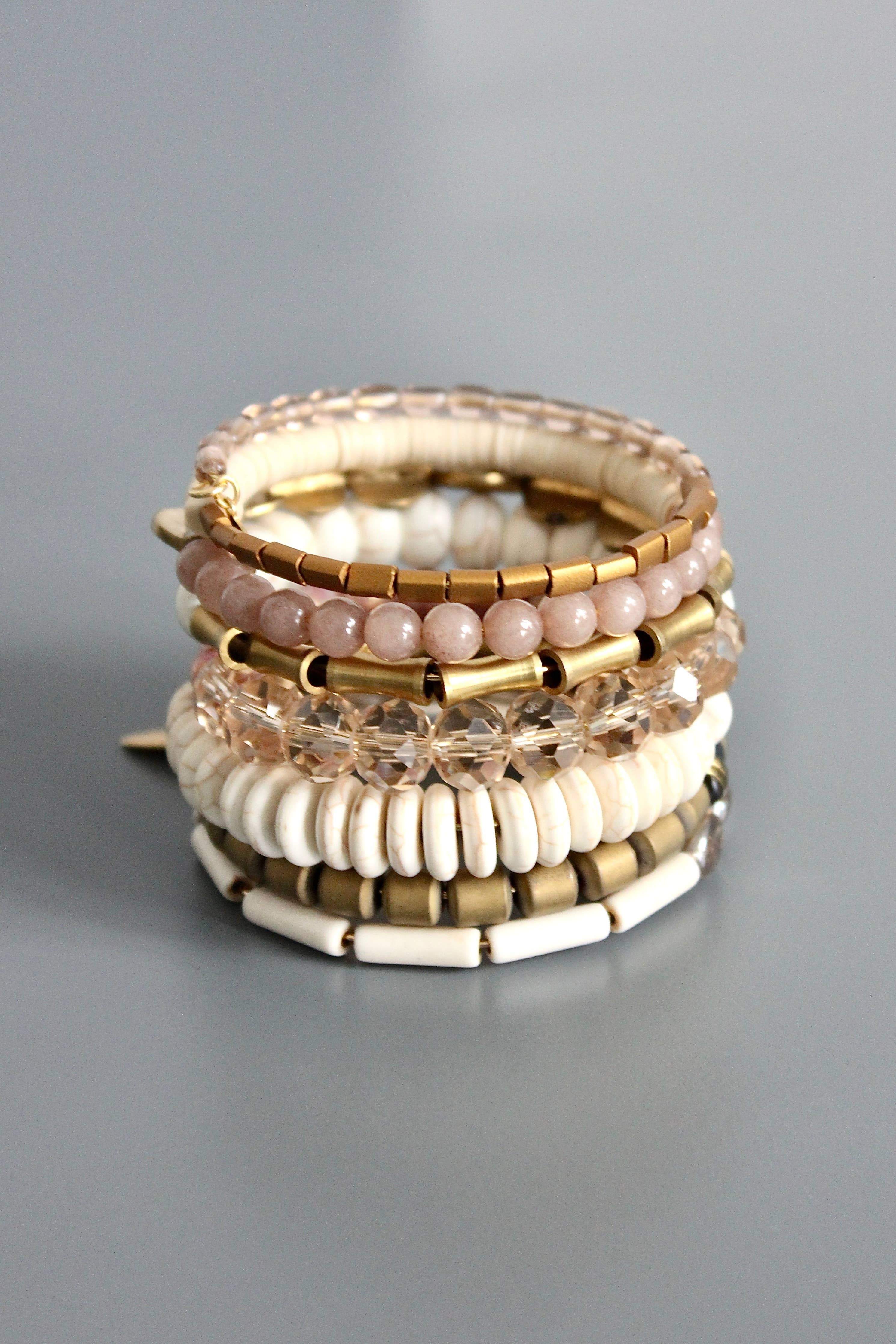 ISLB03 Mauve and white wrap bracelet