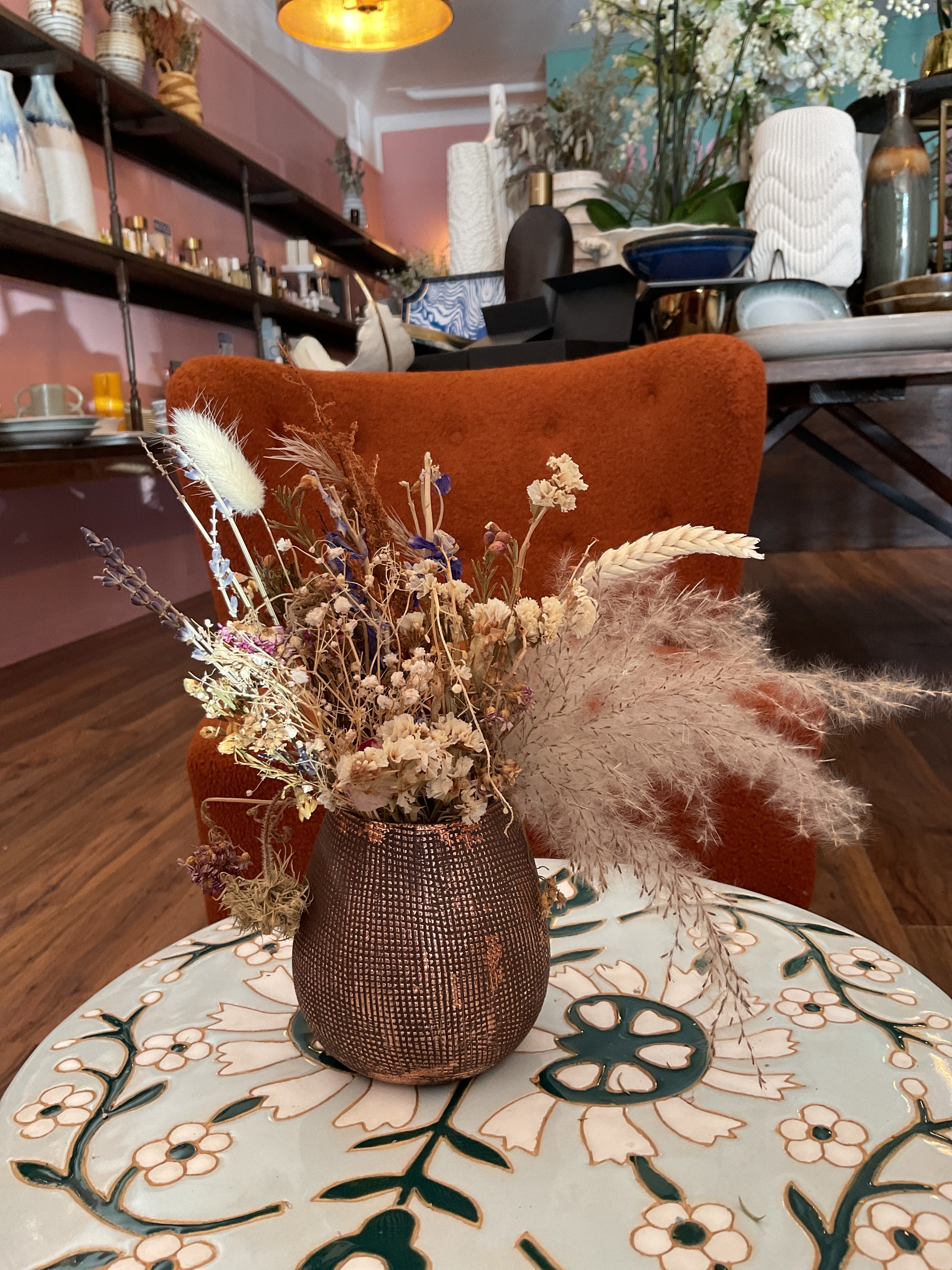 Dried Flowers in Rose Gold Vase