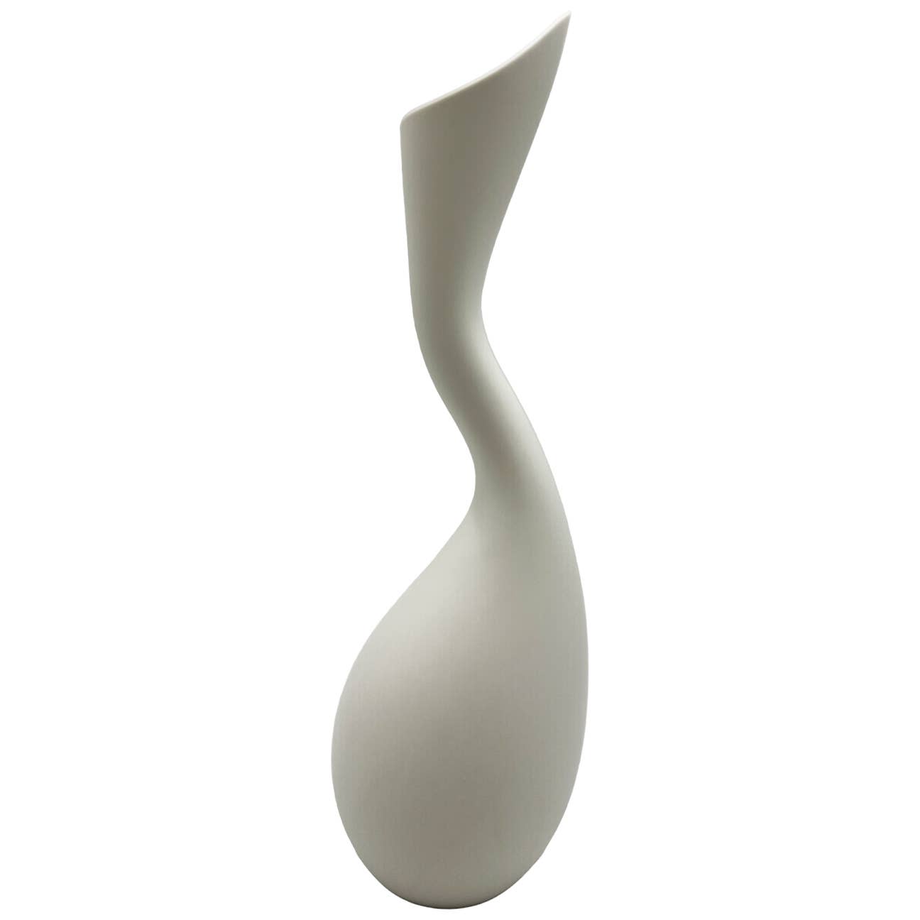 14" High Modern Ceramic Vase in White