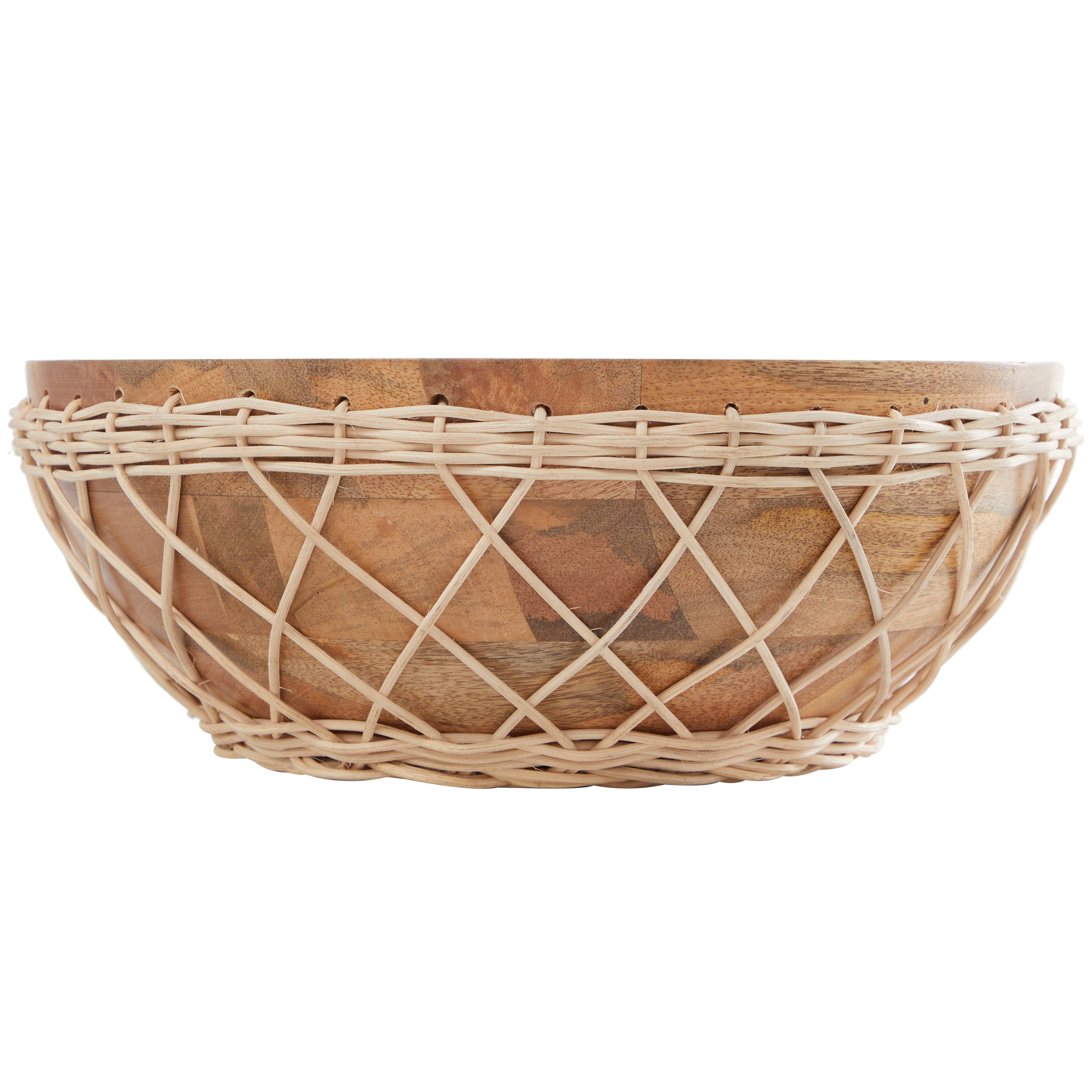 Bohemian Brown Mango Wood Decorative Bowl: Black