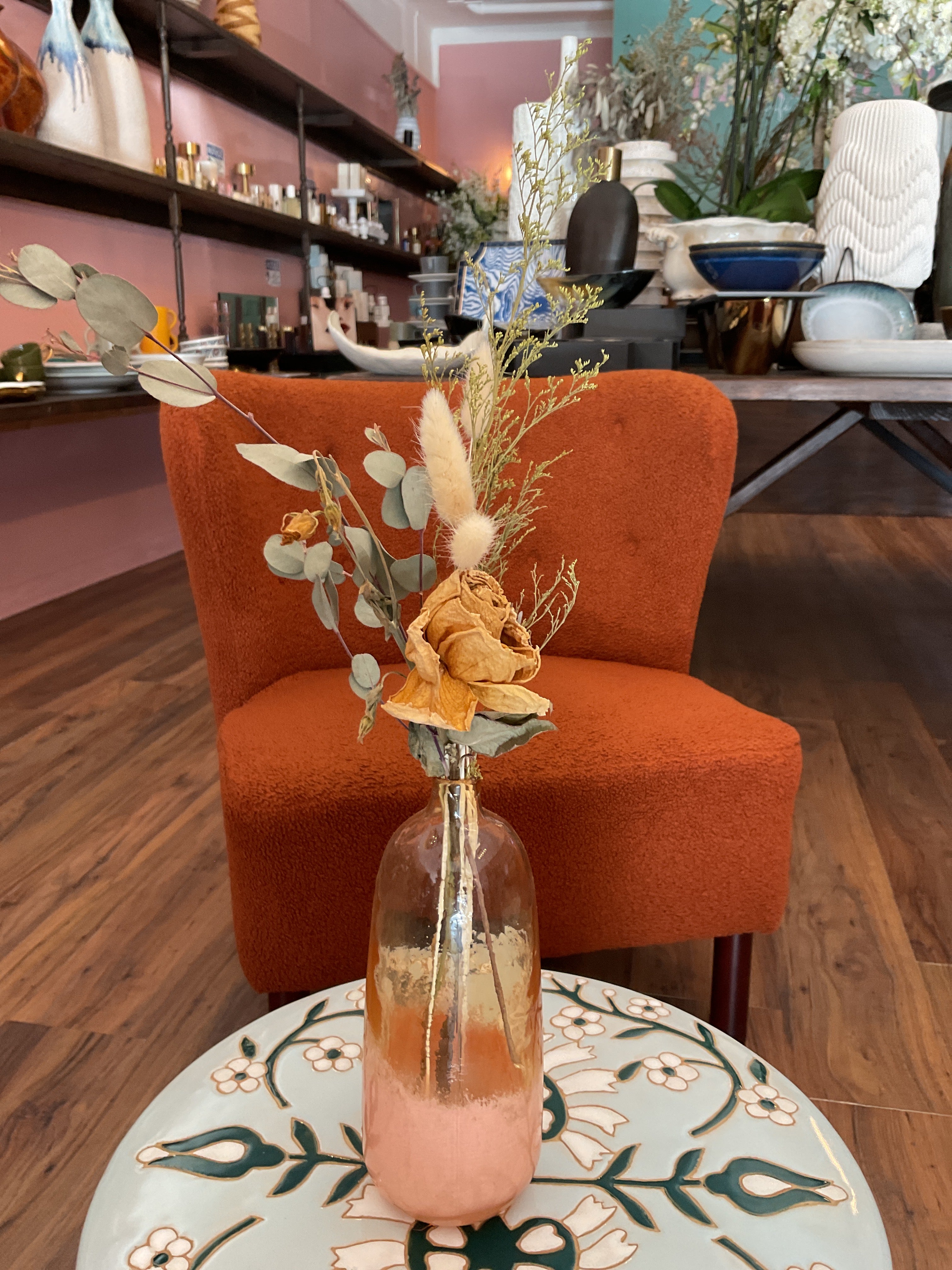 Dried Flowers in Pink Vase