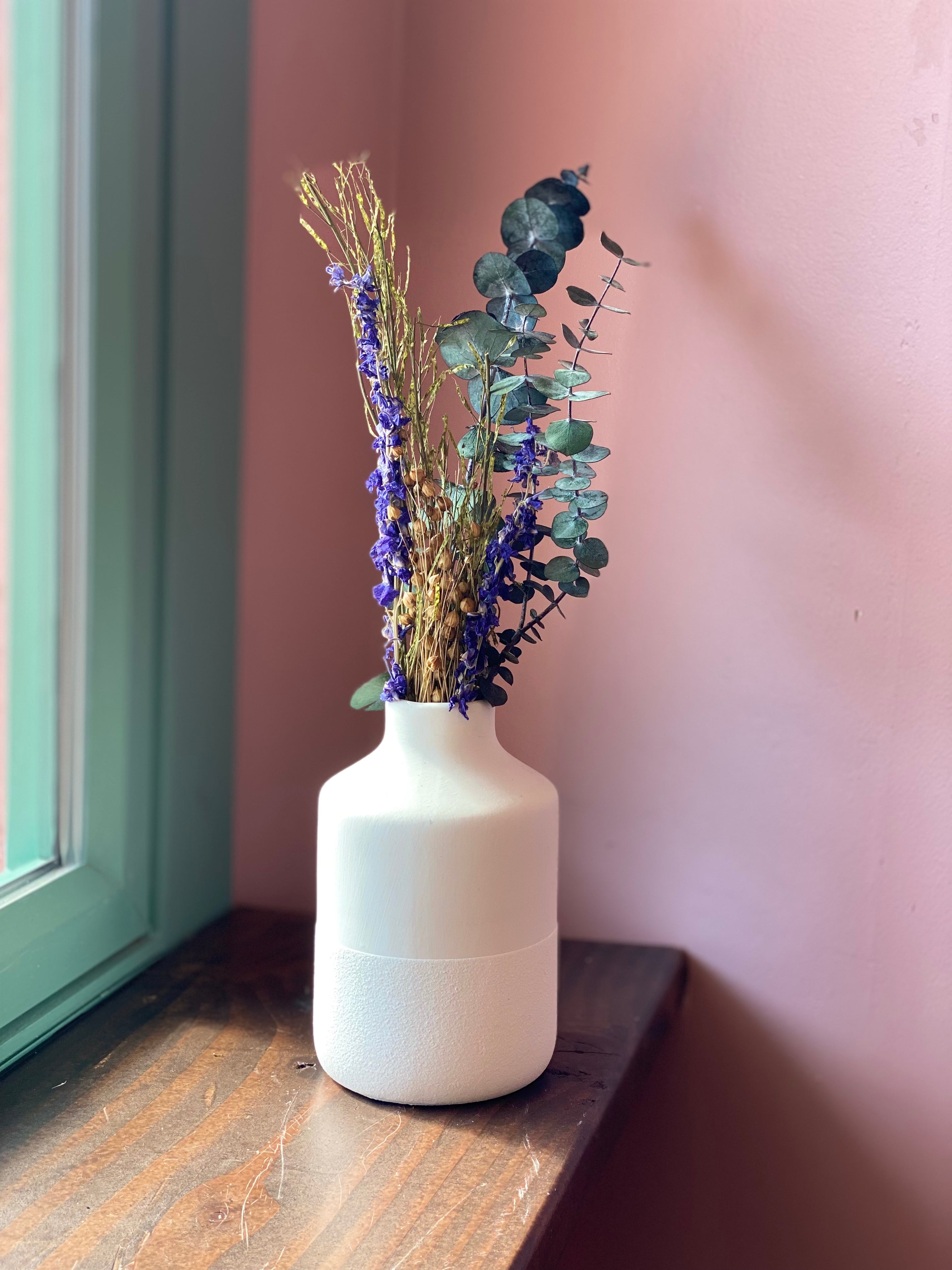Dried Flowers in White Vase