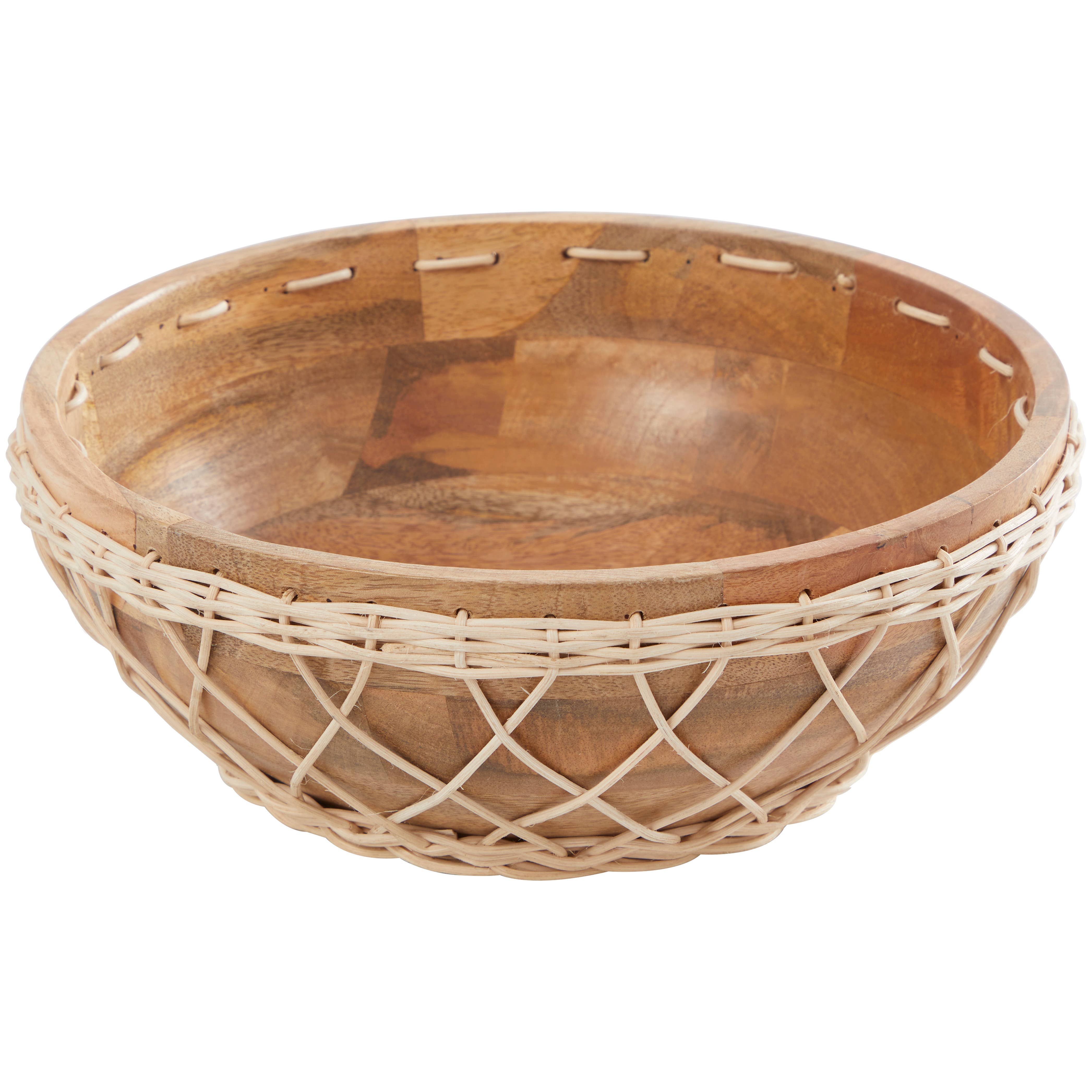 Bohemian Brown Mango Wood Decorative Bowl: Black