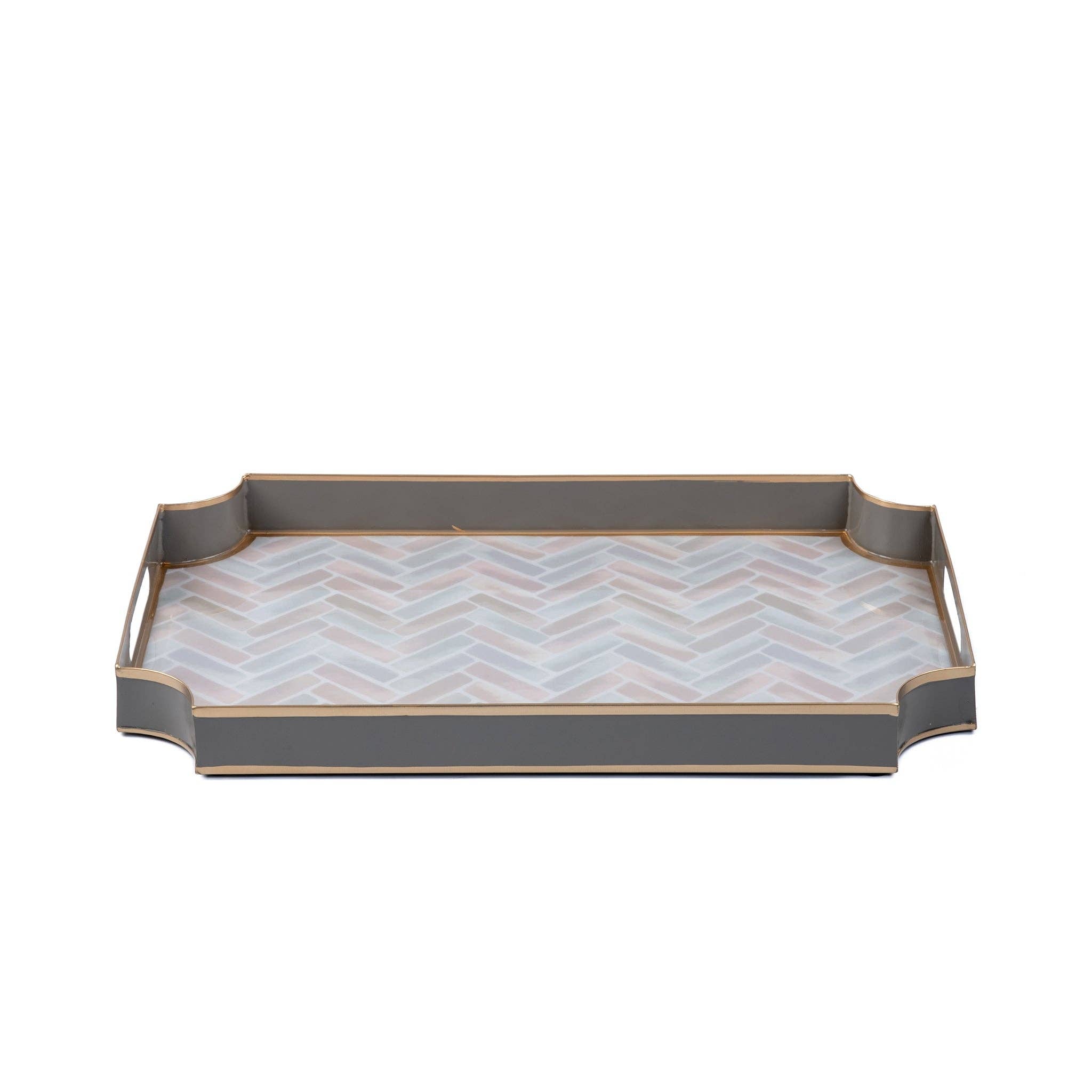 Herringbone Enameled Jaye Tray