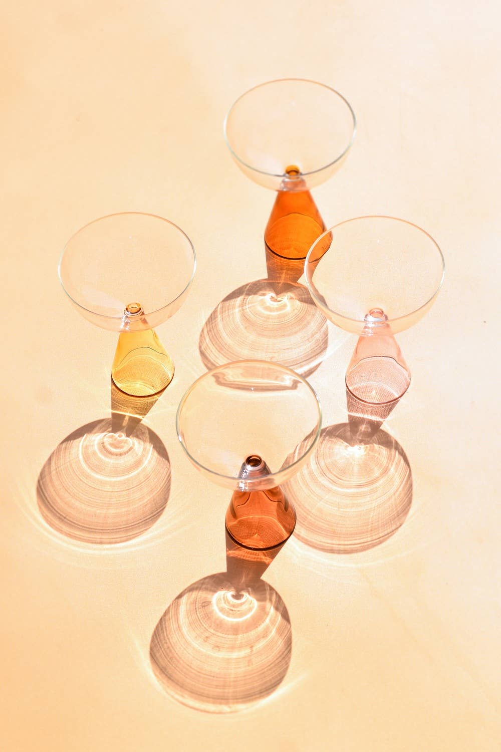 Colorful Handblown Drinkware Coupe, Green-  5.24x4 Inches