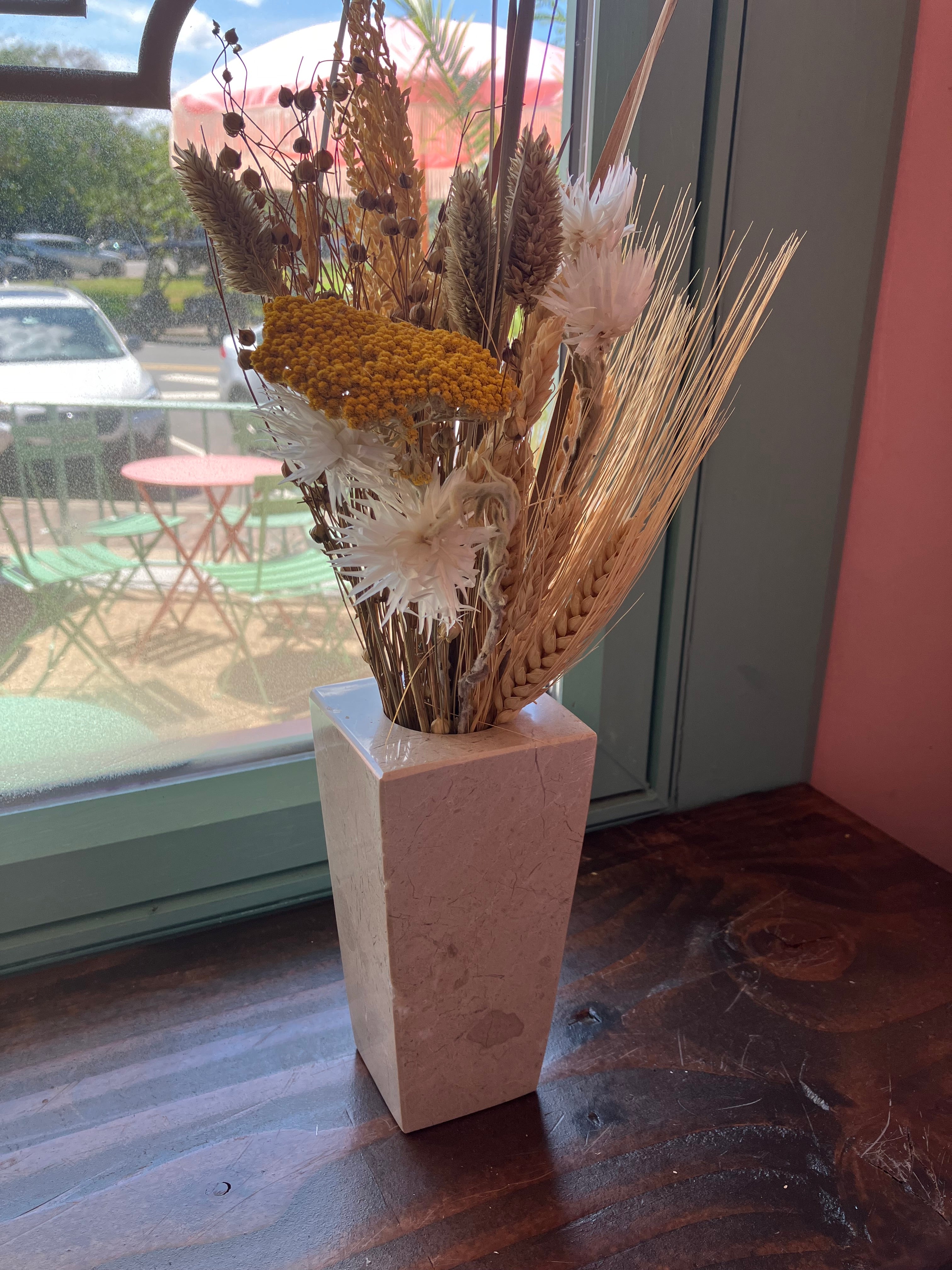 Dried Flowers in Marble vase