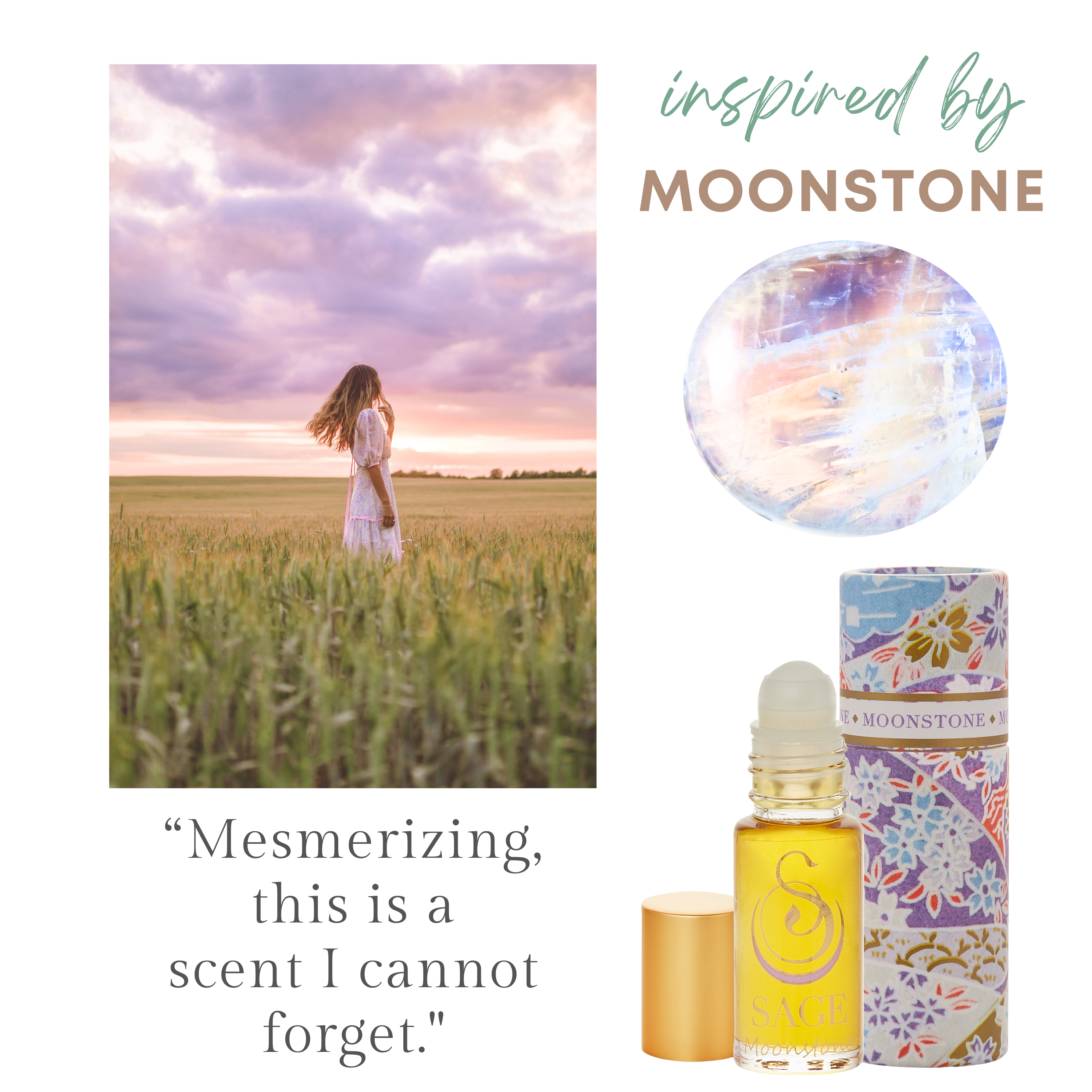 Moonstone Gemstone Perfume Oil Concentrate Roll-On- 1/8 oz: Moonstone Gemstone Perfume Oil - 1/8 oz Roll-On