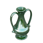 6.5x5x10" Pedestal Vase w/ Handles & Green Electroplating