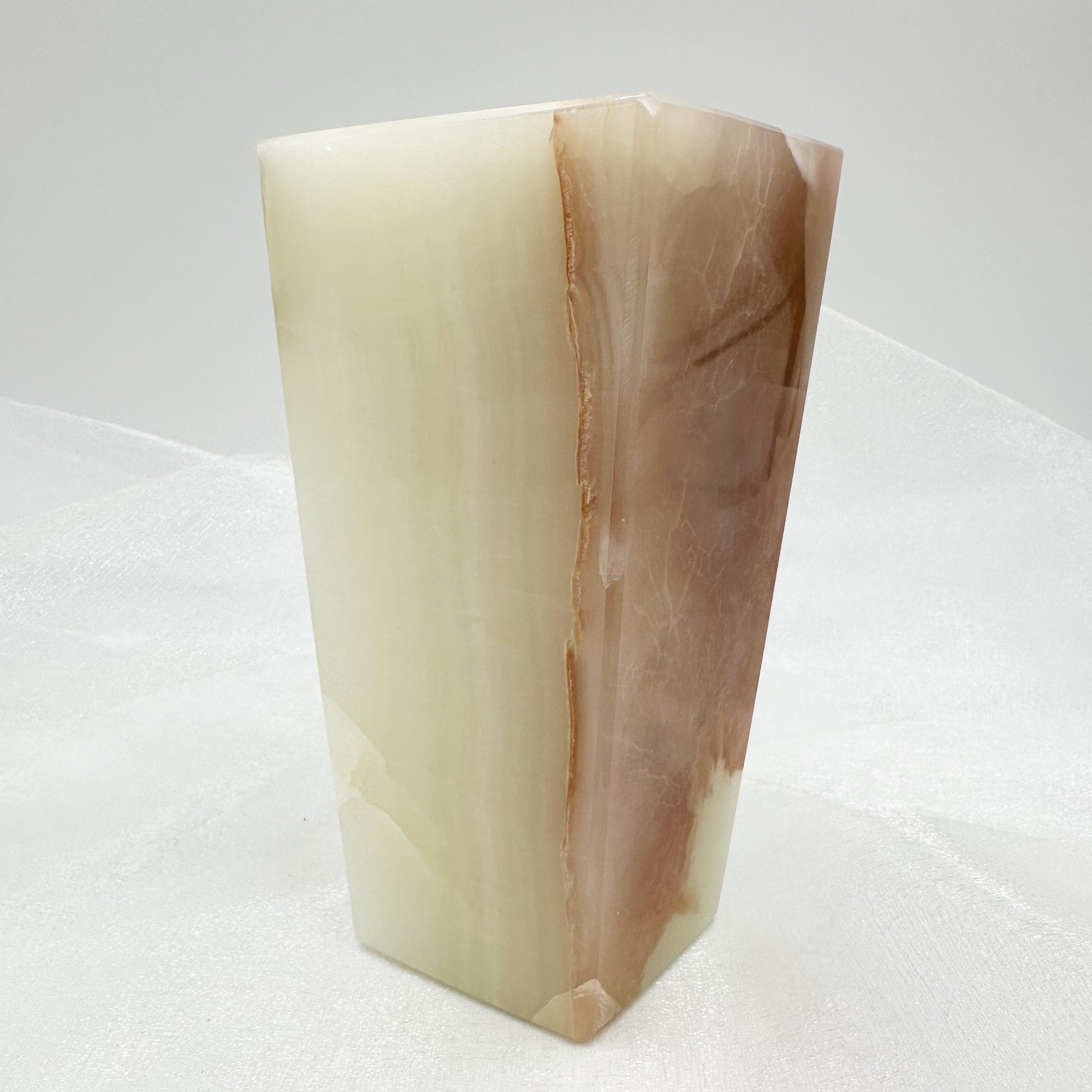 6" Square Vase - Marble and Onyx: White Onyx