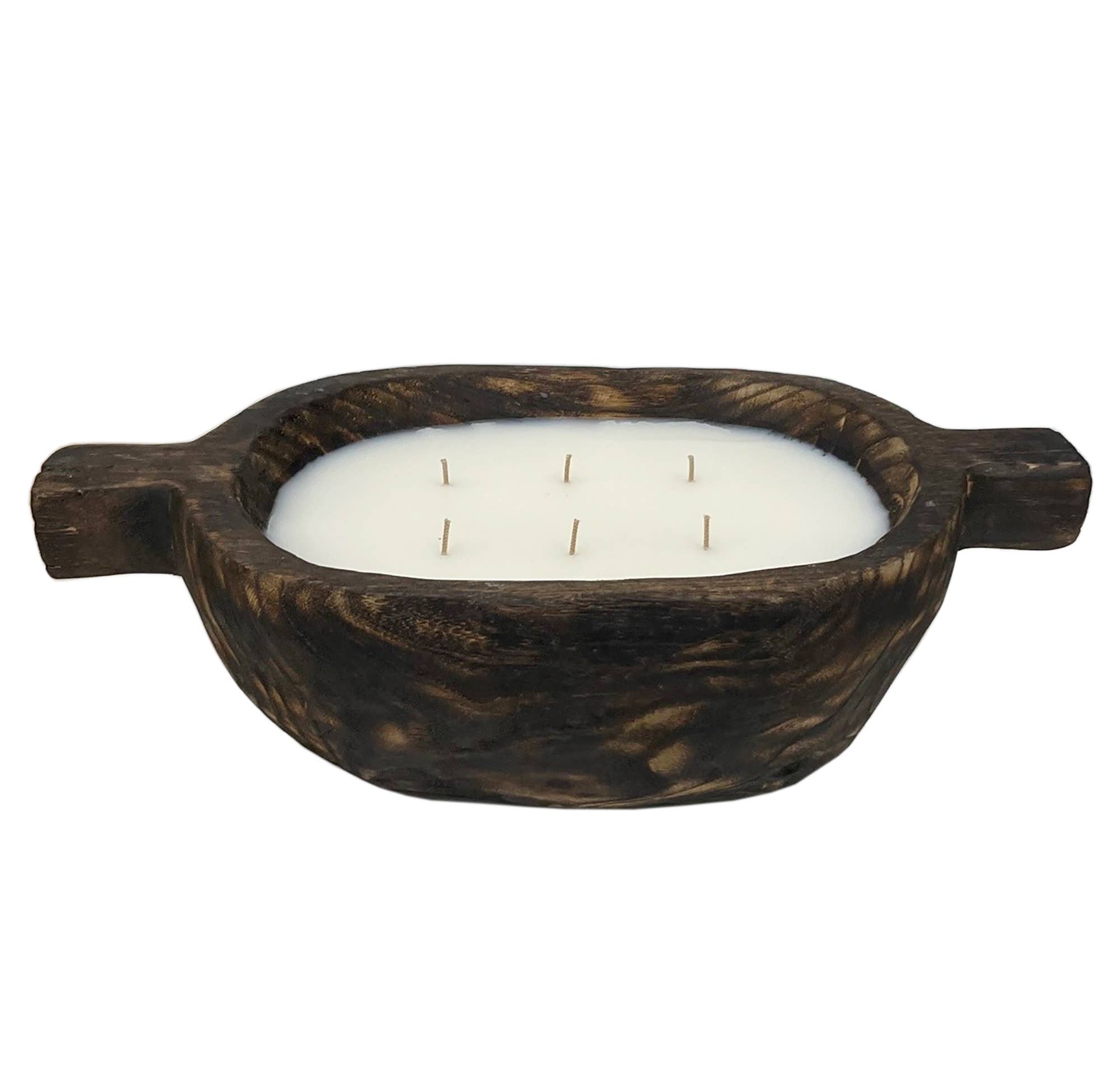 Charred Finish Paulownia Wood Handle Candle