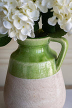 6x5.5x8" Terracotta Jug Vase w/ Green Glaze & Natural Tan
