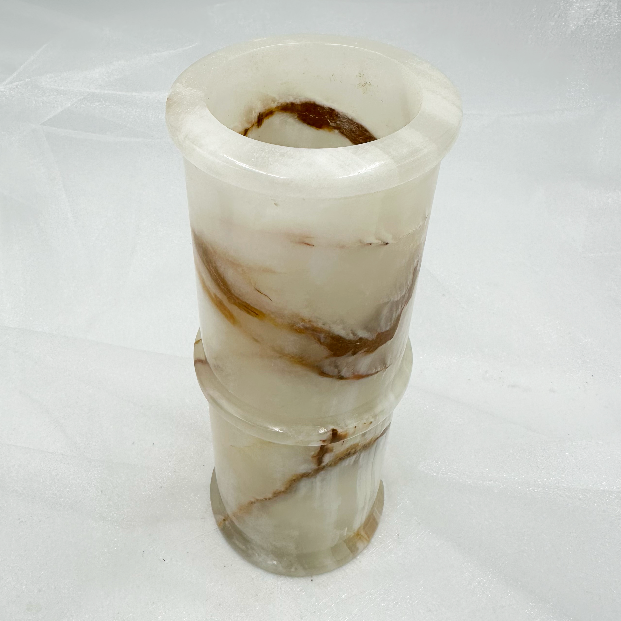 8" Cylindrical Vase in Marble & Onyx: Black & Gold Marble